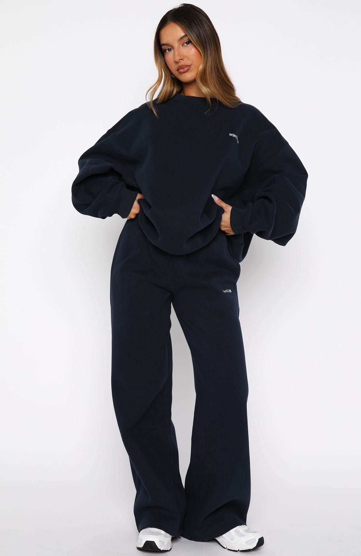 Trending Test Drive Wide Leg Sweatpants Dark Navy