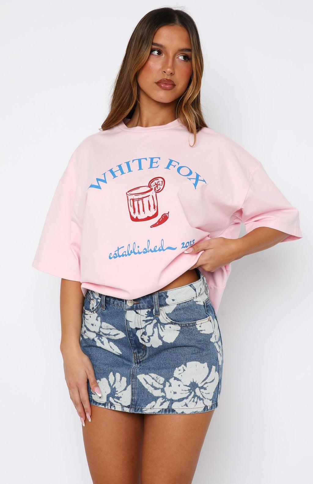 Trending Wont Stop Searching Denim Mini Skirt Flower Print
