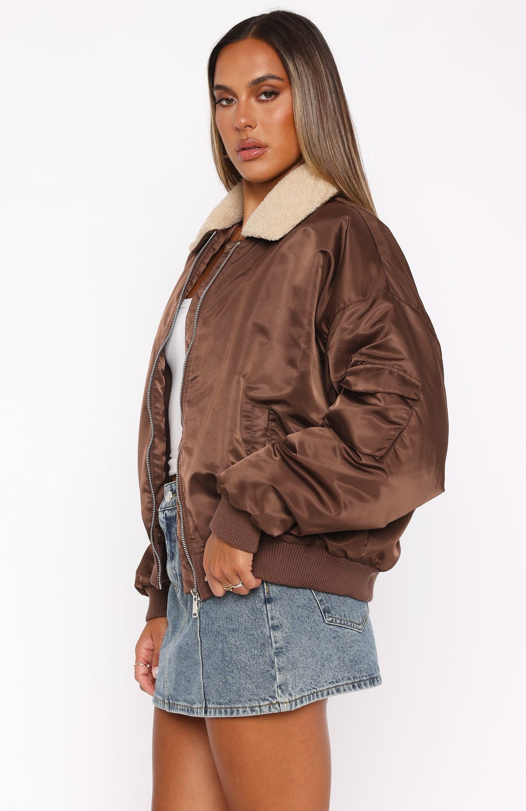 Trending No Airtime Bomber Jacket Chocolate