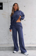 Trending Match Your Words Wide Leg Sweatpants Navy