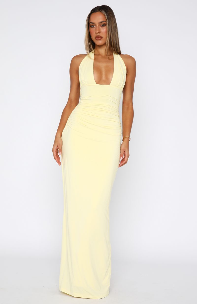 Trending Say What You Feel Halter Maxi Dress Lemon