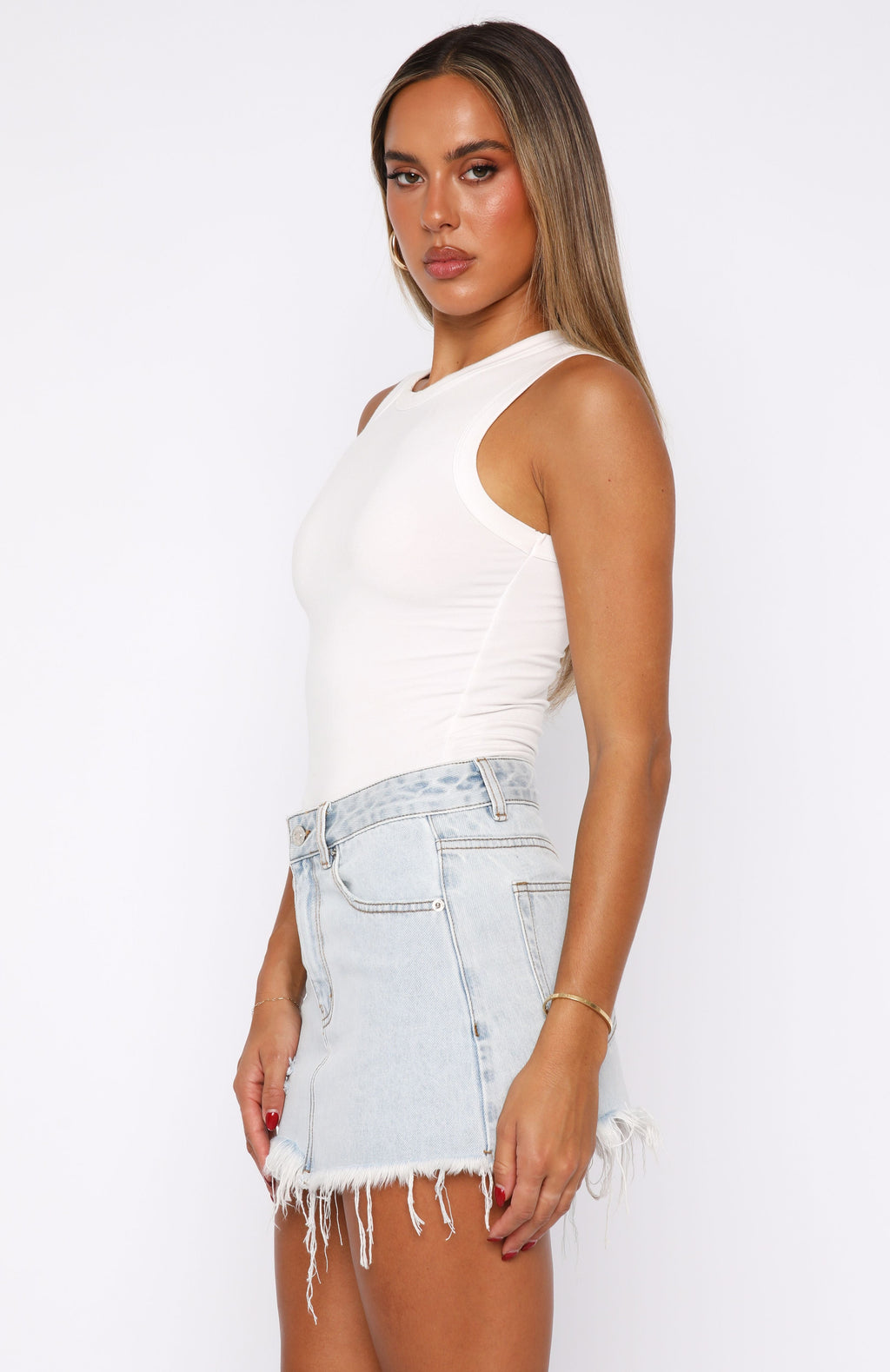 Trending Amelia Denim Mini Skirt Glacier Blue Wash