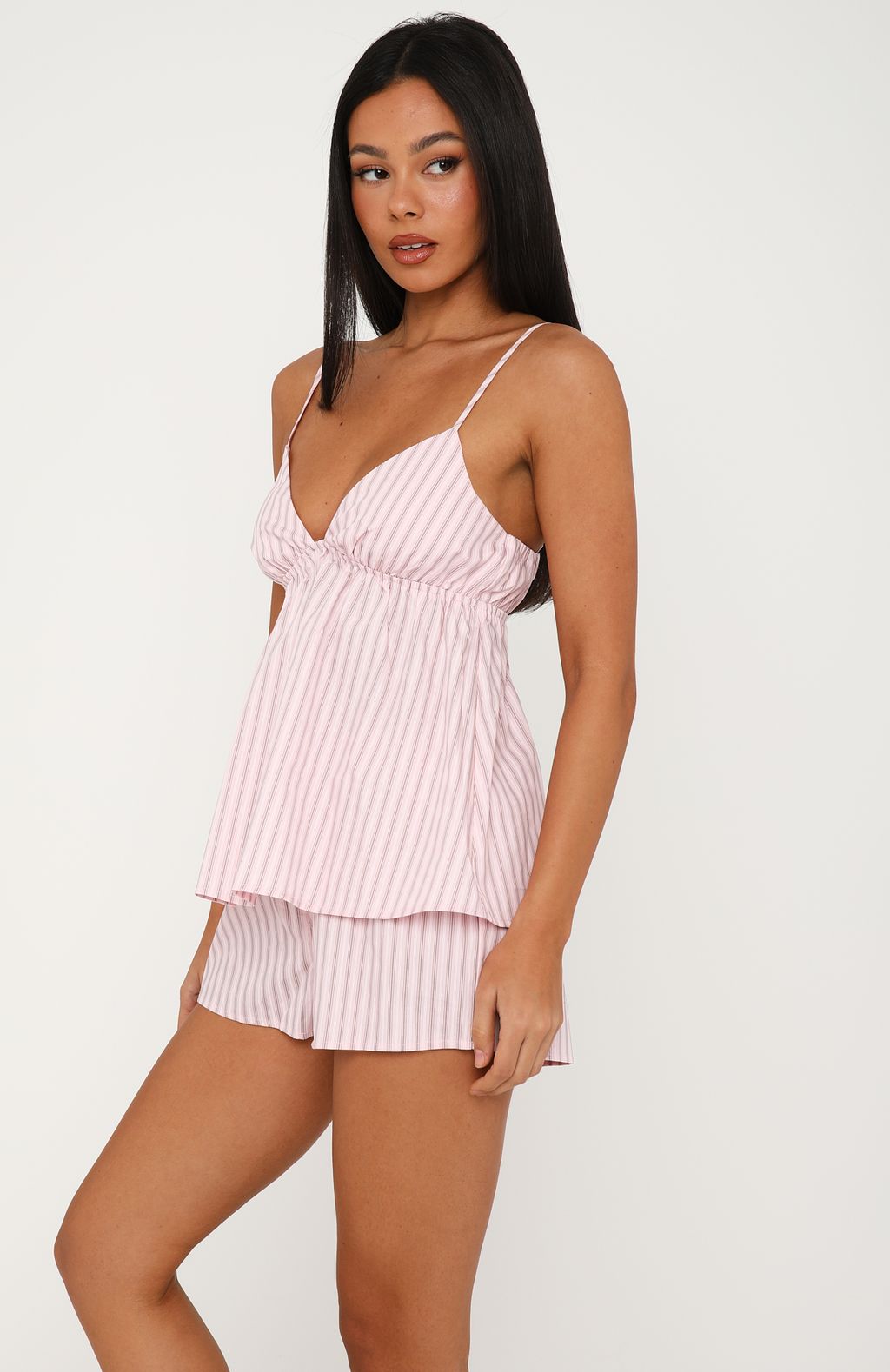 Trending Sleepy Head Pyjama Shorts PinkGrey Stripe