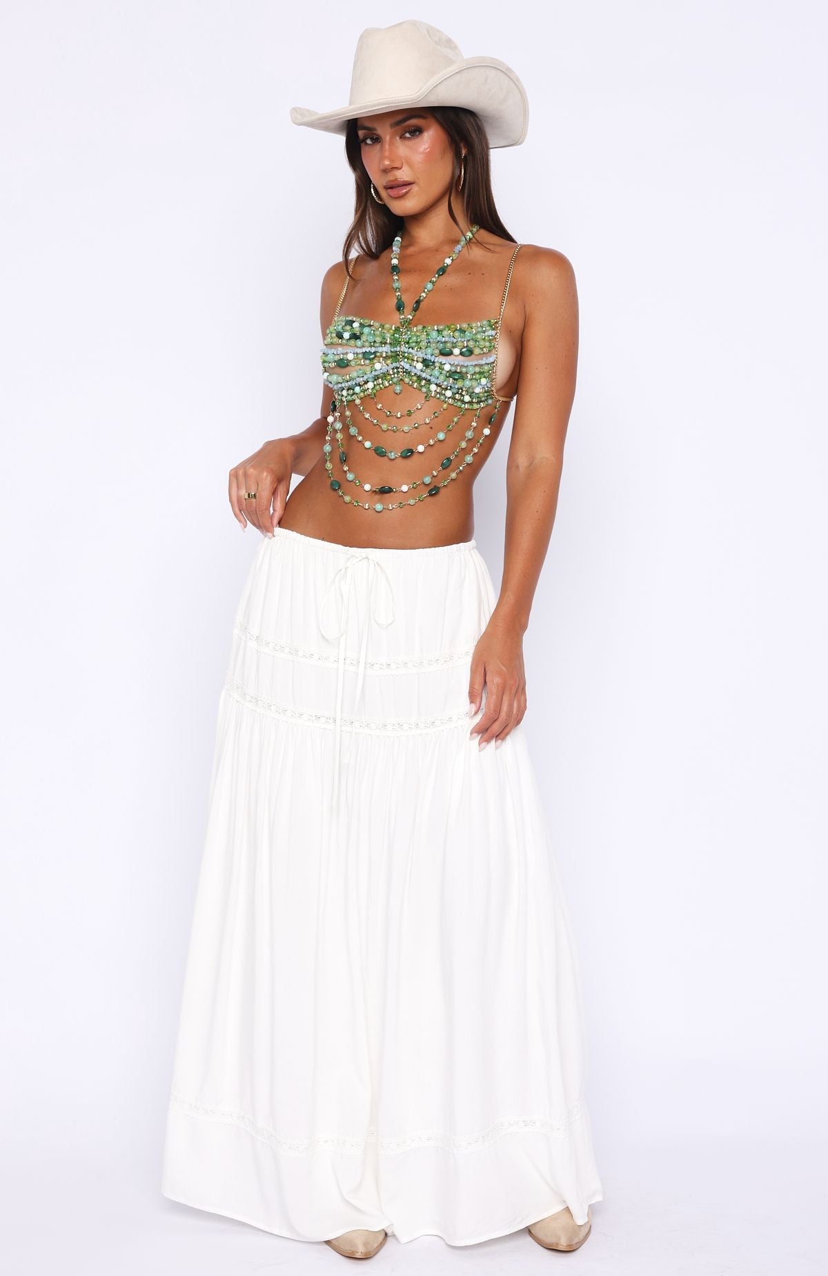 Trending Own The Night Beaded Top Green