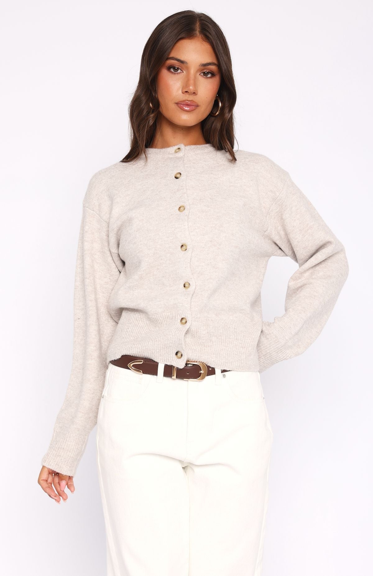 Trending Helping Hand Knit Cardigan Oat