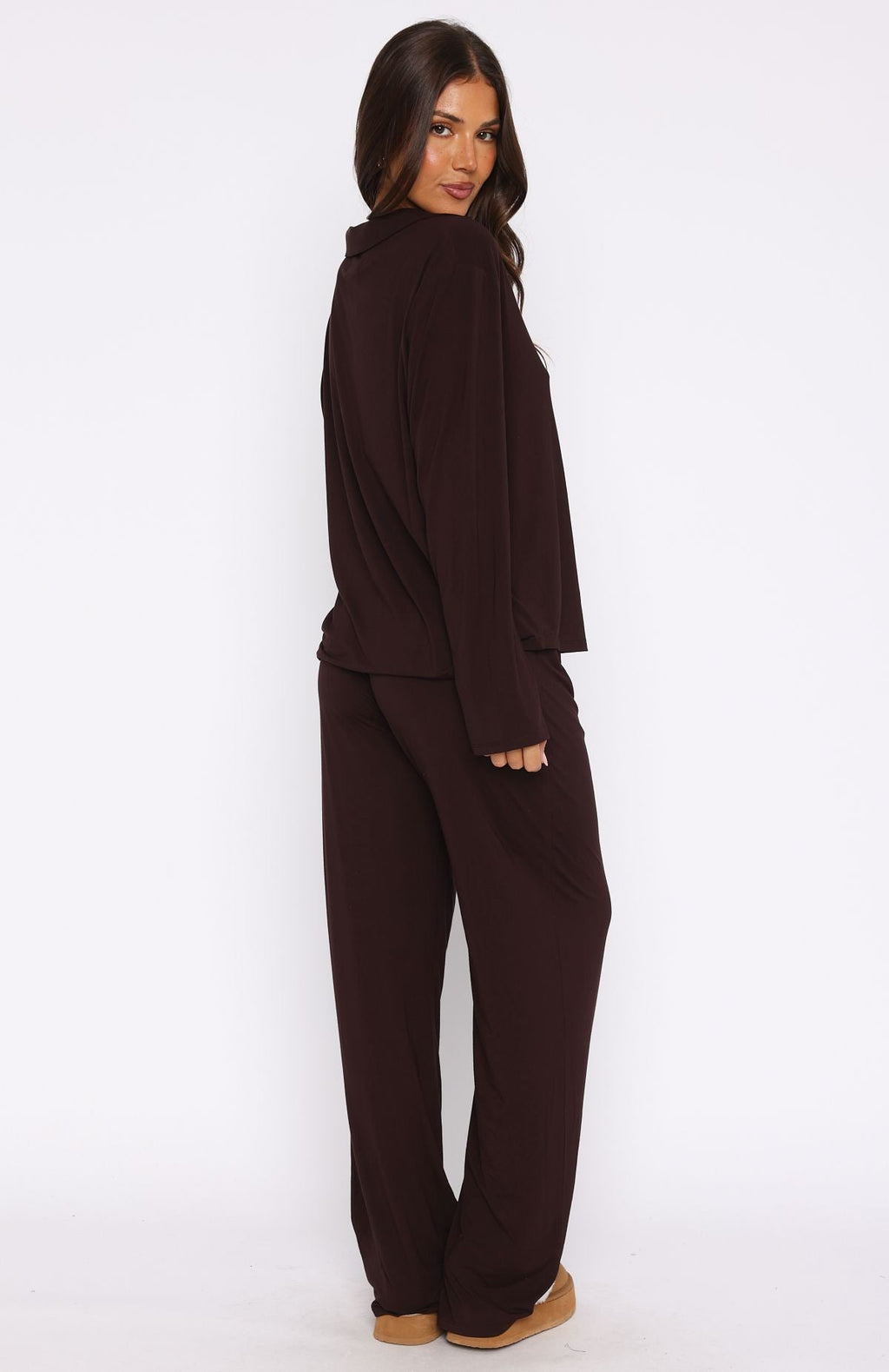 Trending Pillow Talk Long Sleeve Pyjama Set Chocolate
