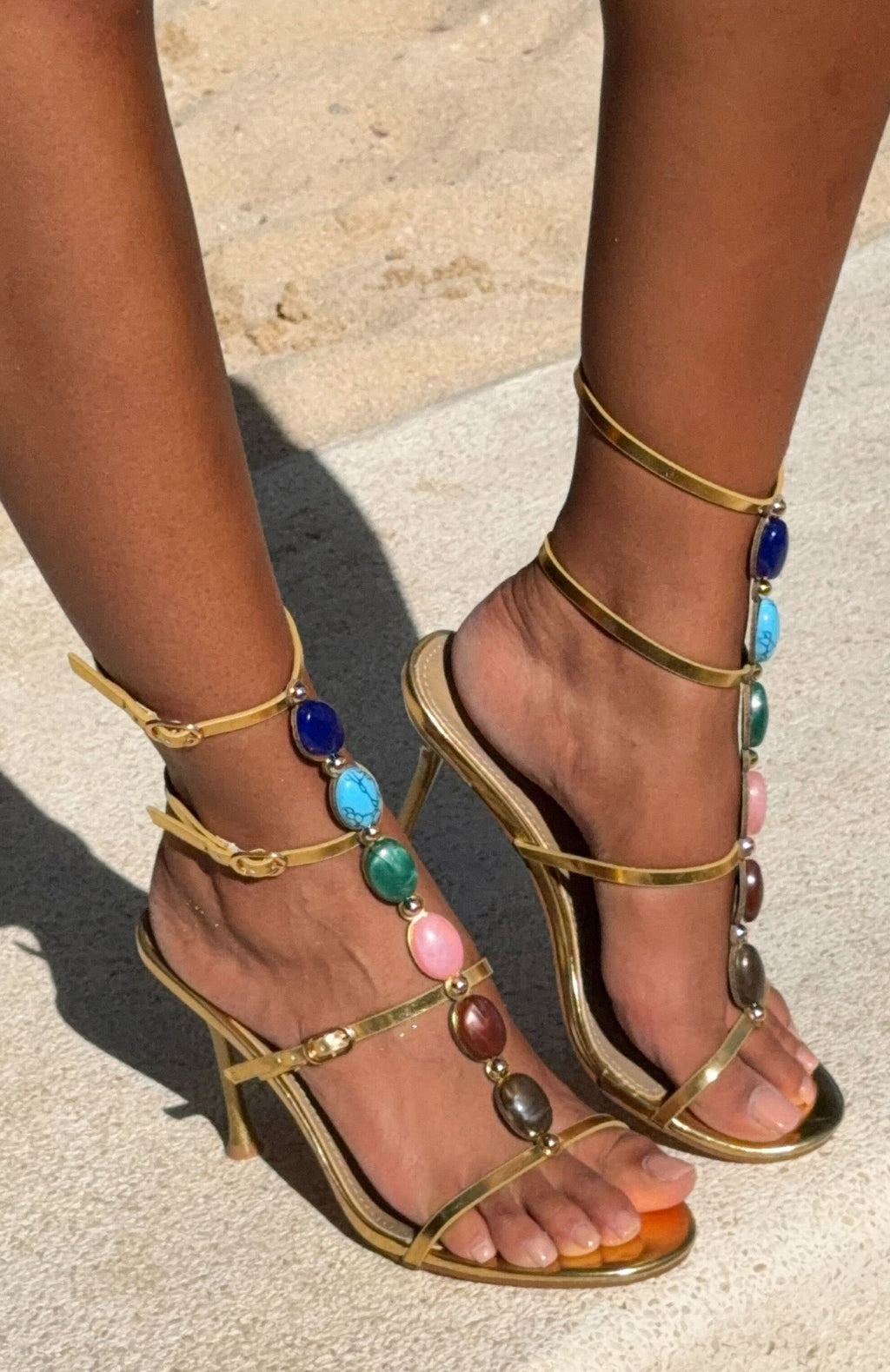 Trending Yana Beaded Heels Gold