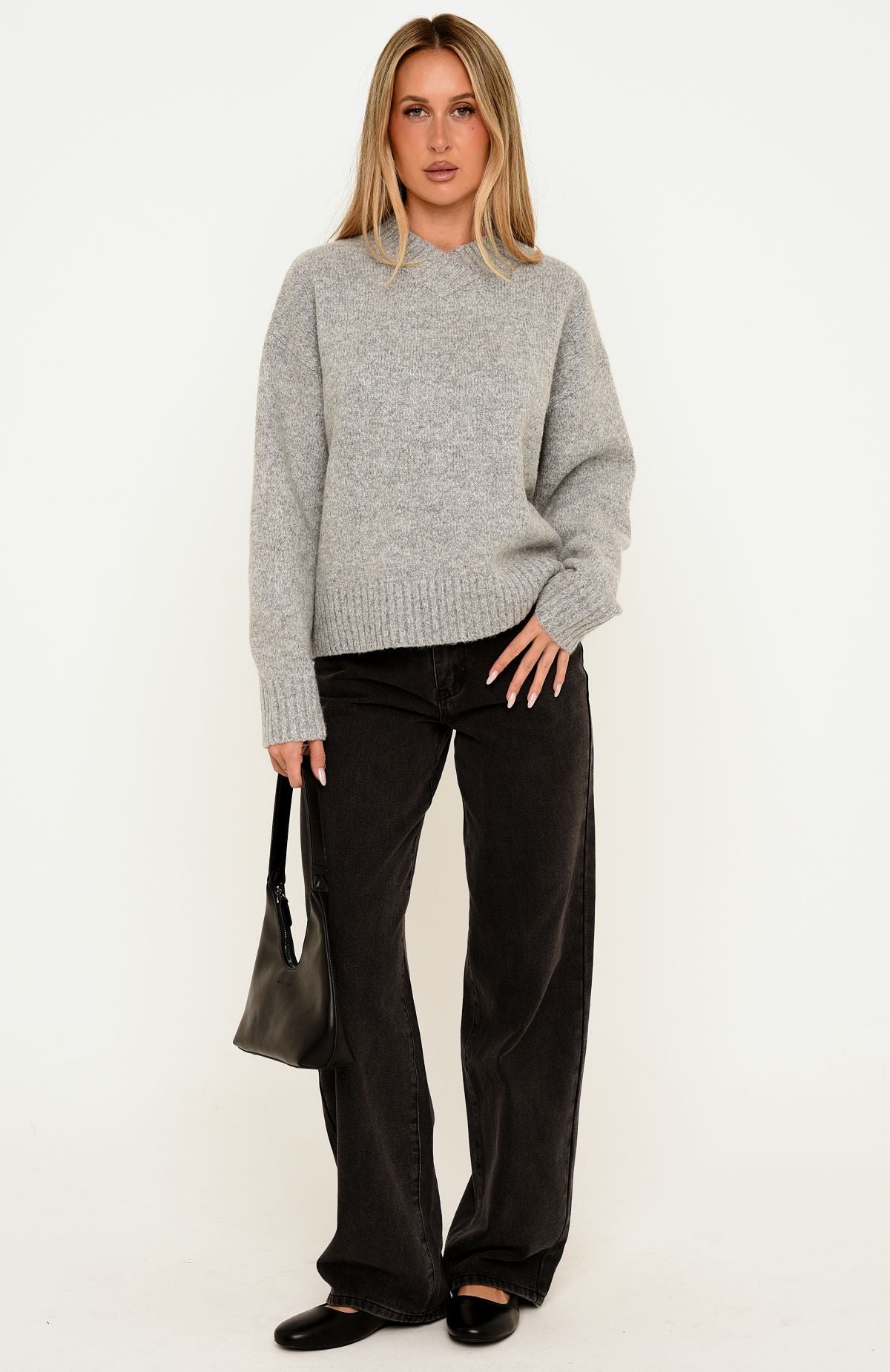 Trending Adelaide Knit Sweater Grey Marle