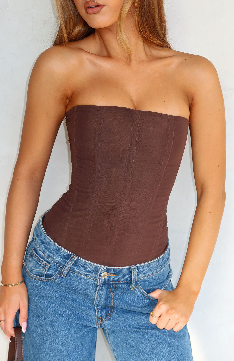 Trending Tell Me A Secret Strapless Bustier Chocolate