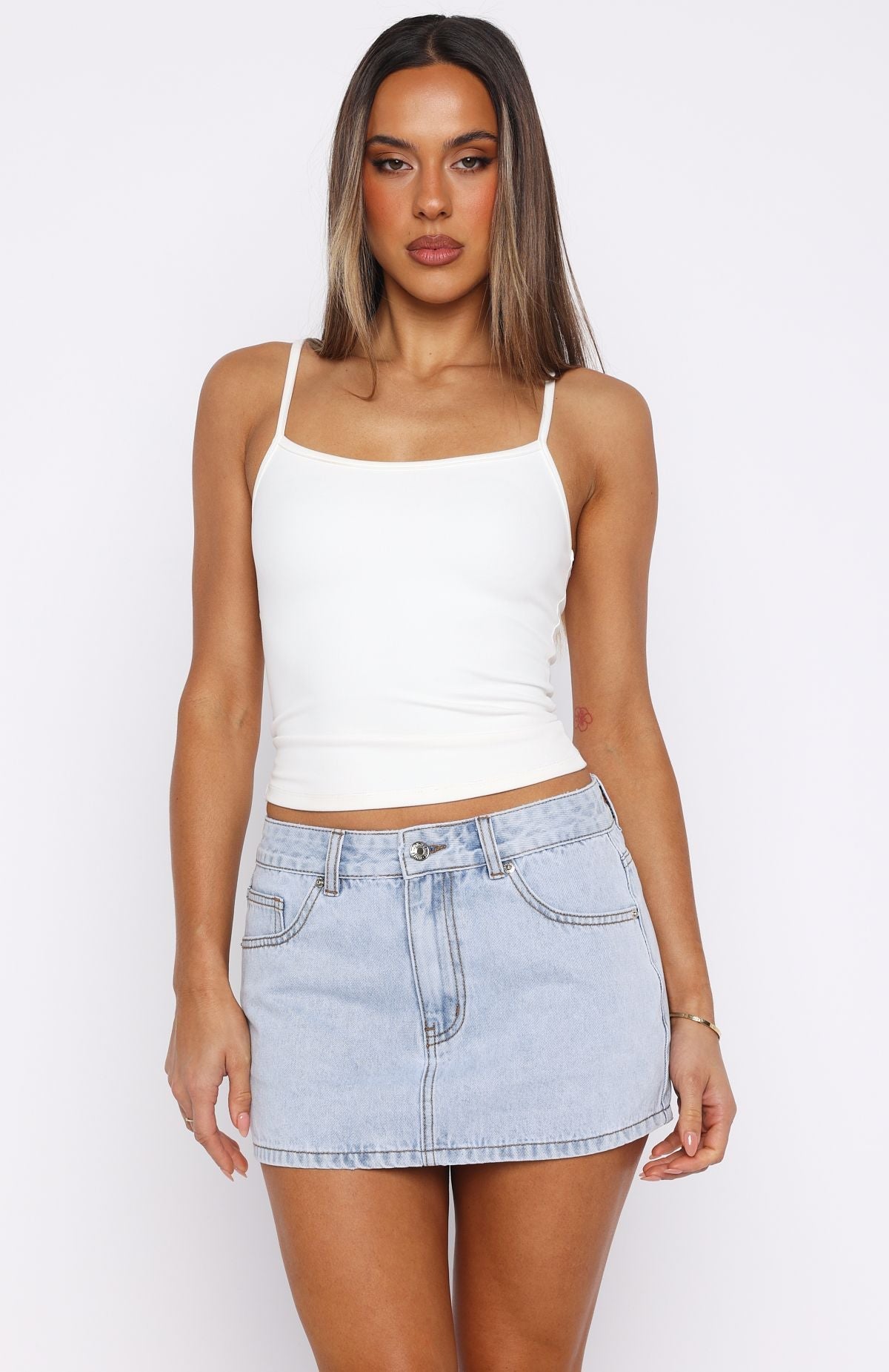 Trending About A Girl Mid Rise Denim Mini Skirt Mid Blue Wash