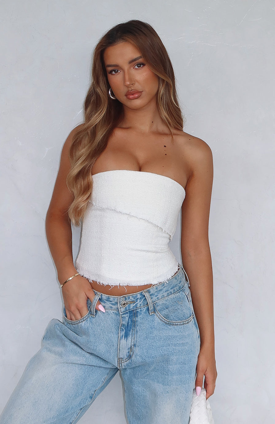 Trending On The Outside Strapless Bustier Off White
