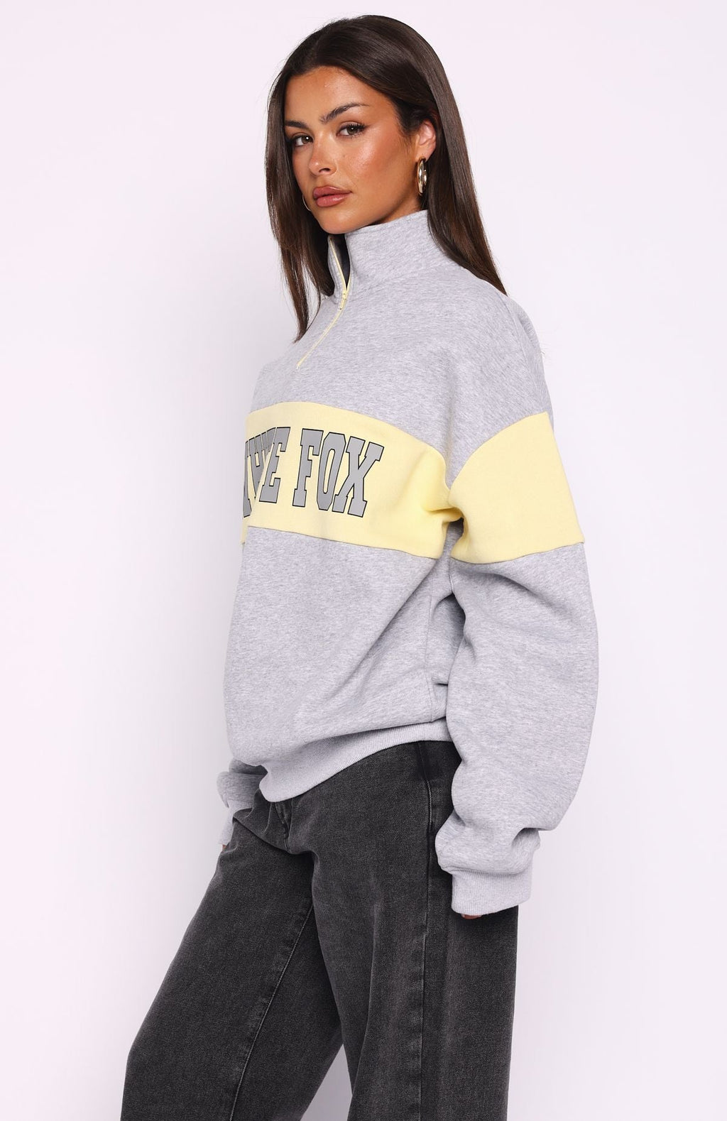 Trending Show Yourself Zip Front Sweater Dark Grey Marle