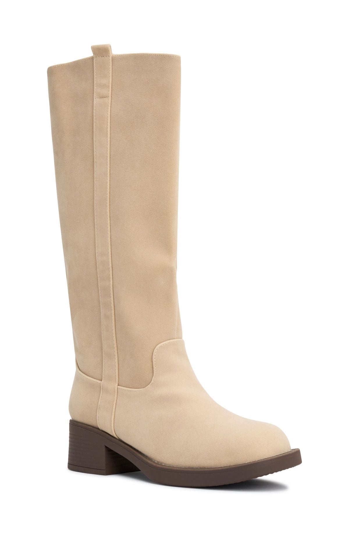 Trending Lainey Knee High Boots Nude Faux Suede