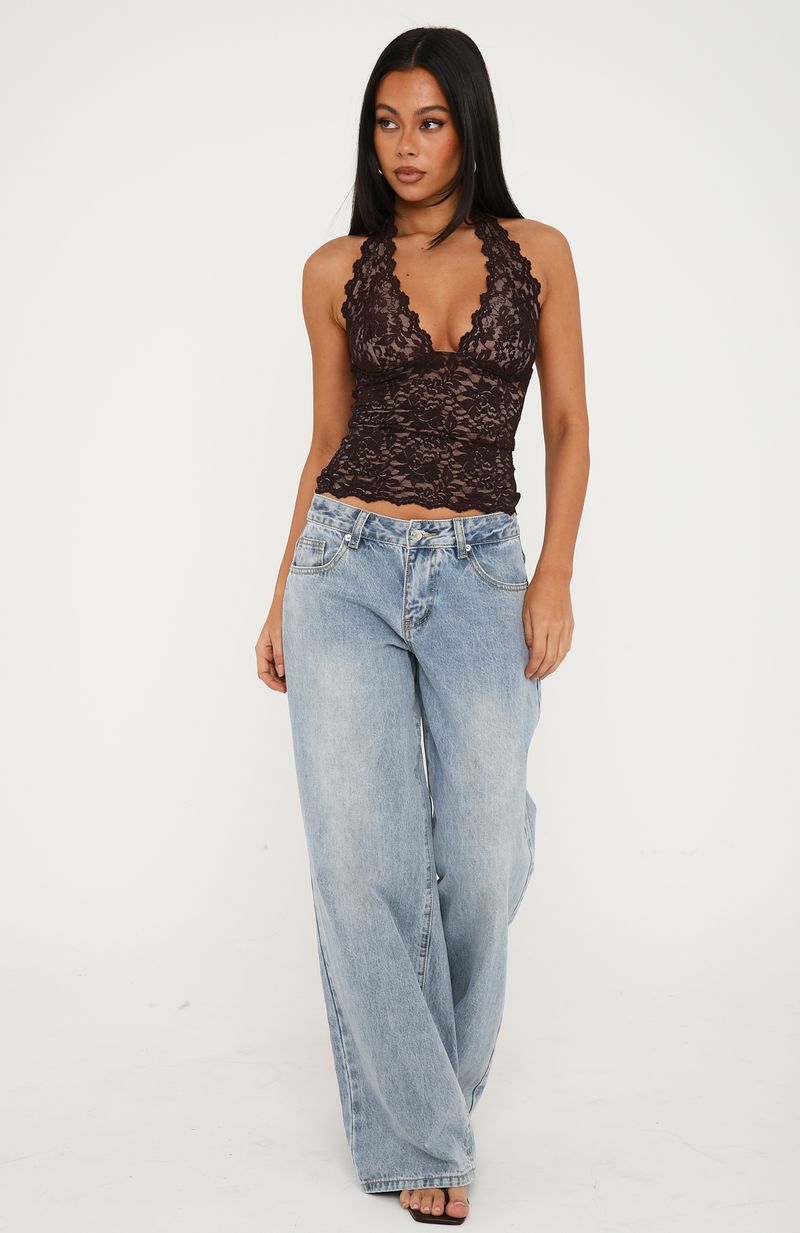 Trending Lace Mirage Halter Top Chocolate