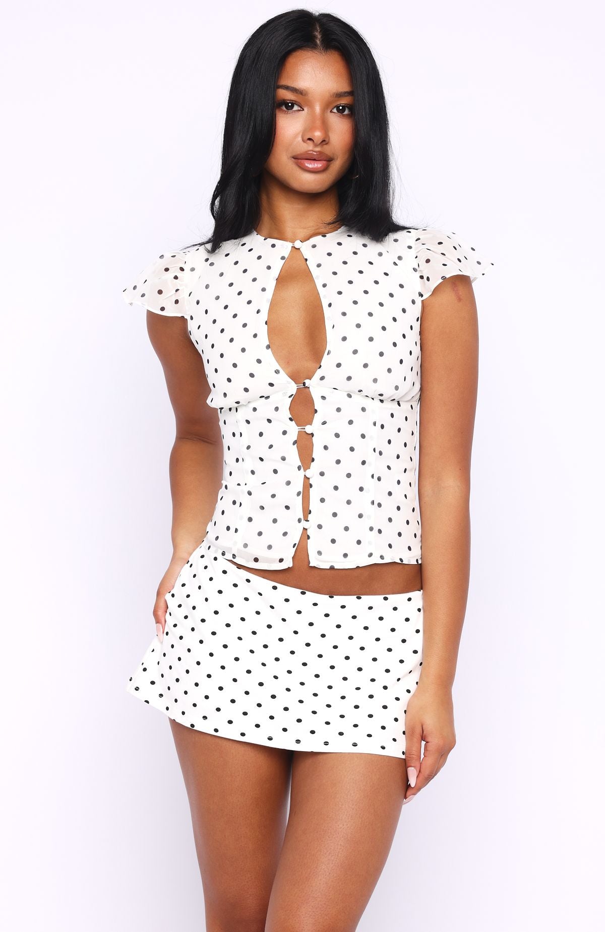 Trending Choose Wisely Mini Skort WhiteBlack Polka Dot