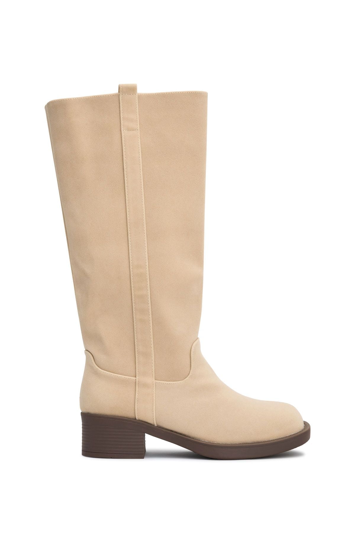 Trending Lainey Knee High Boots Nude Faux Suede