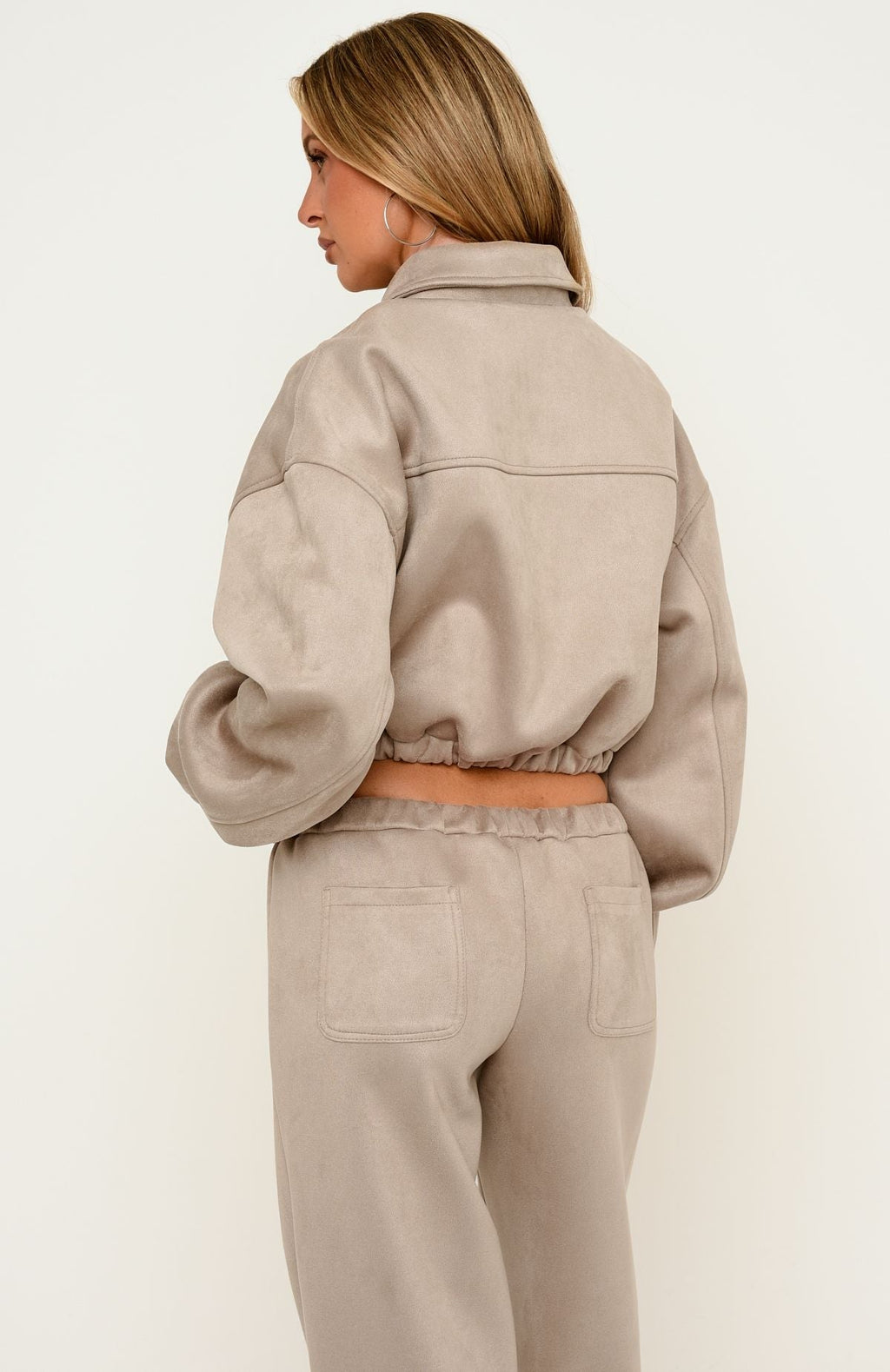 Trending Isolda Faux Suede Bomber Jacket Sand