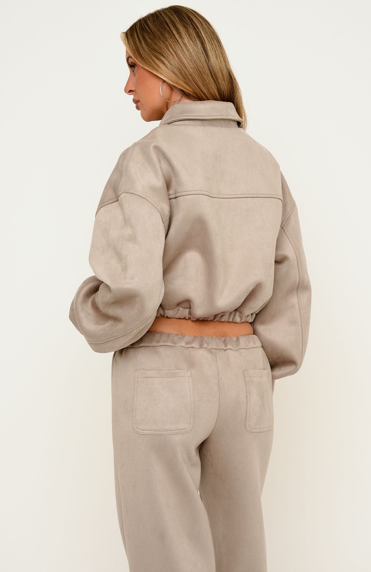 Trending Isolda Faux Suede Bomber Jacket Sand