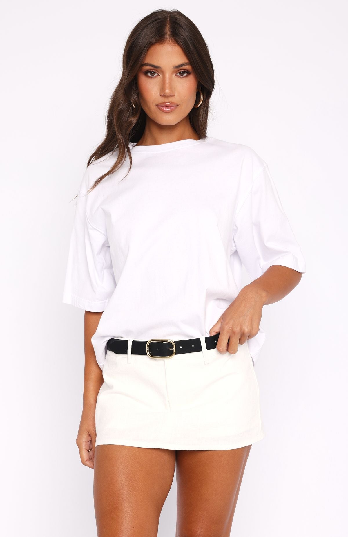 Trending Selfish Behaviour Linen Mini Skort White