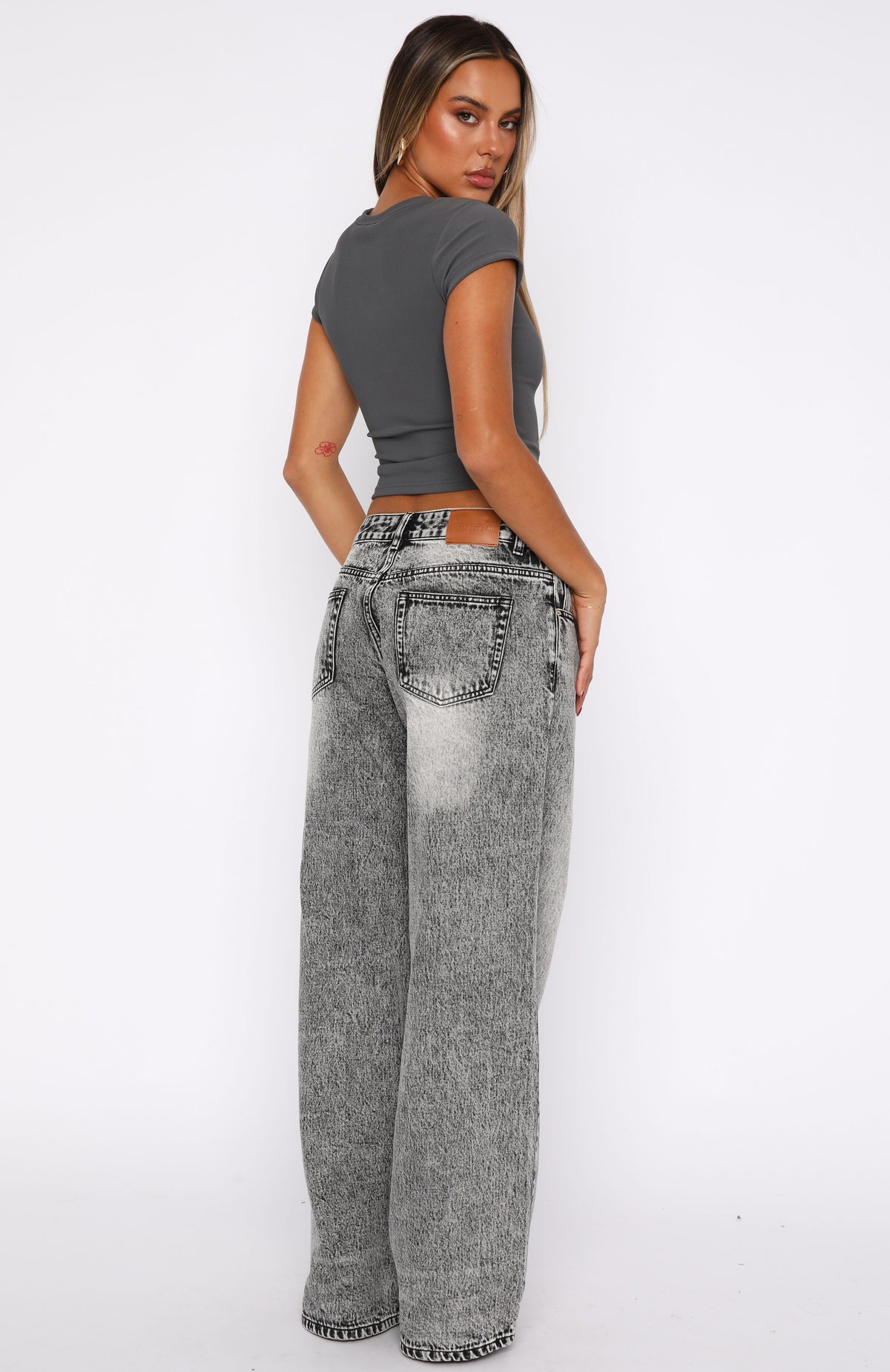 Trending Maeve Low Rise Wide Leg Jeans Grey Acid Wash