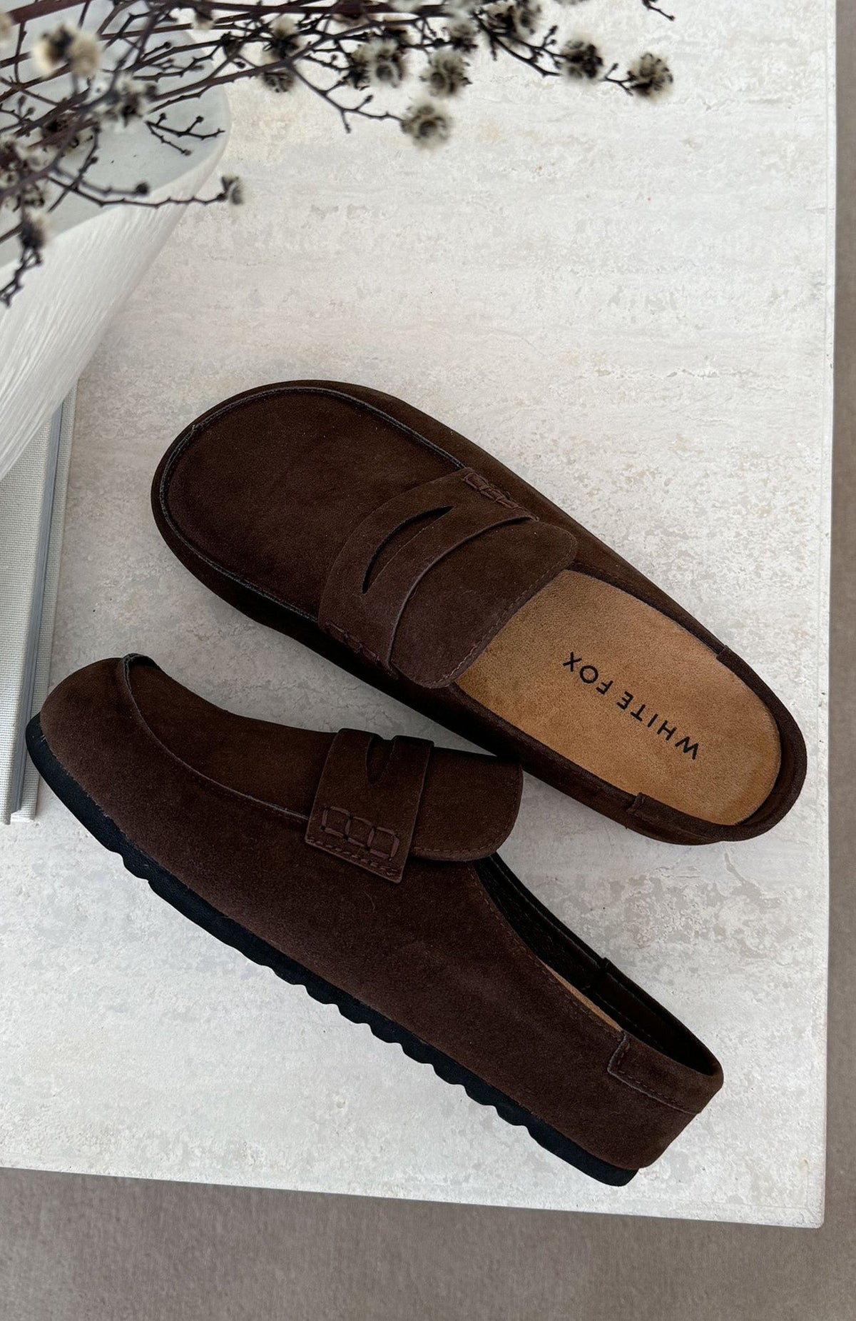 Trending Cayson Loafer Slides Chocolate Faux Suede
