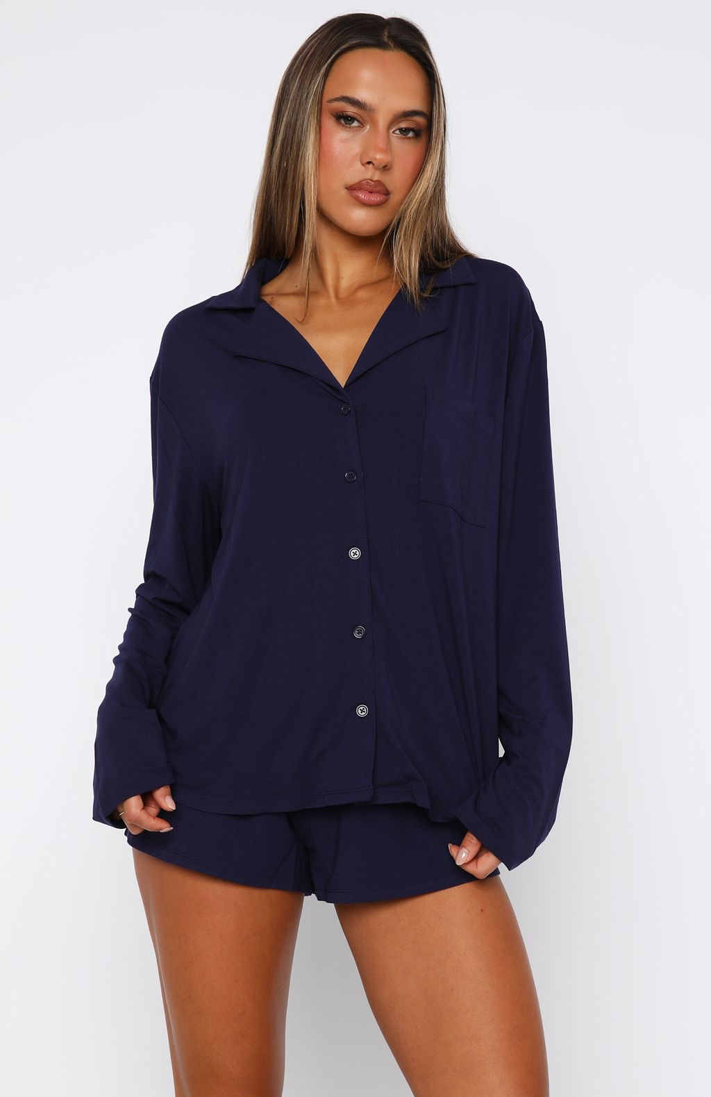 Trending Dreamscape Long Sleeve Pyjama Set Navy