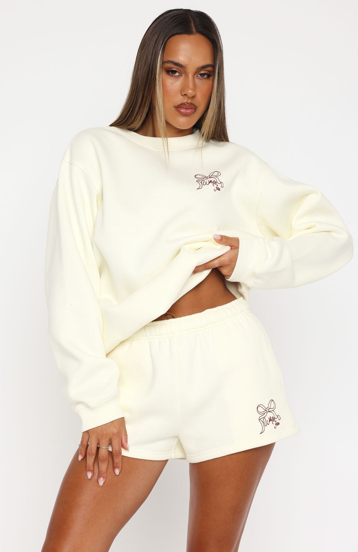 Trending Love You Forever Lounge Shorts Cream