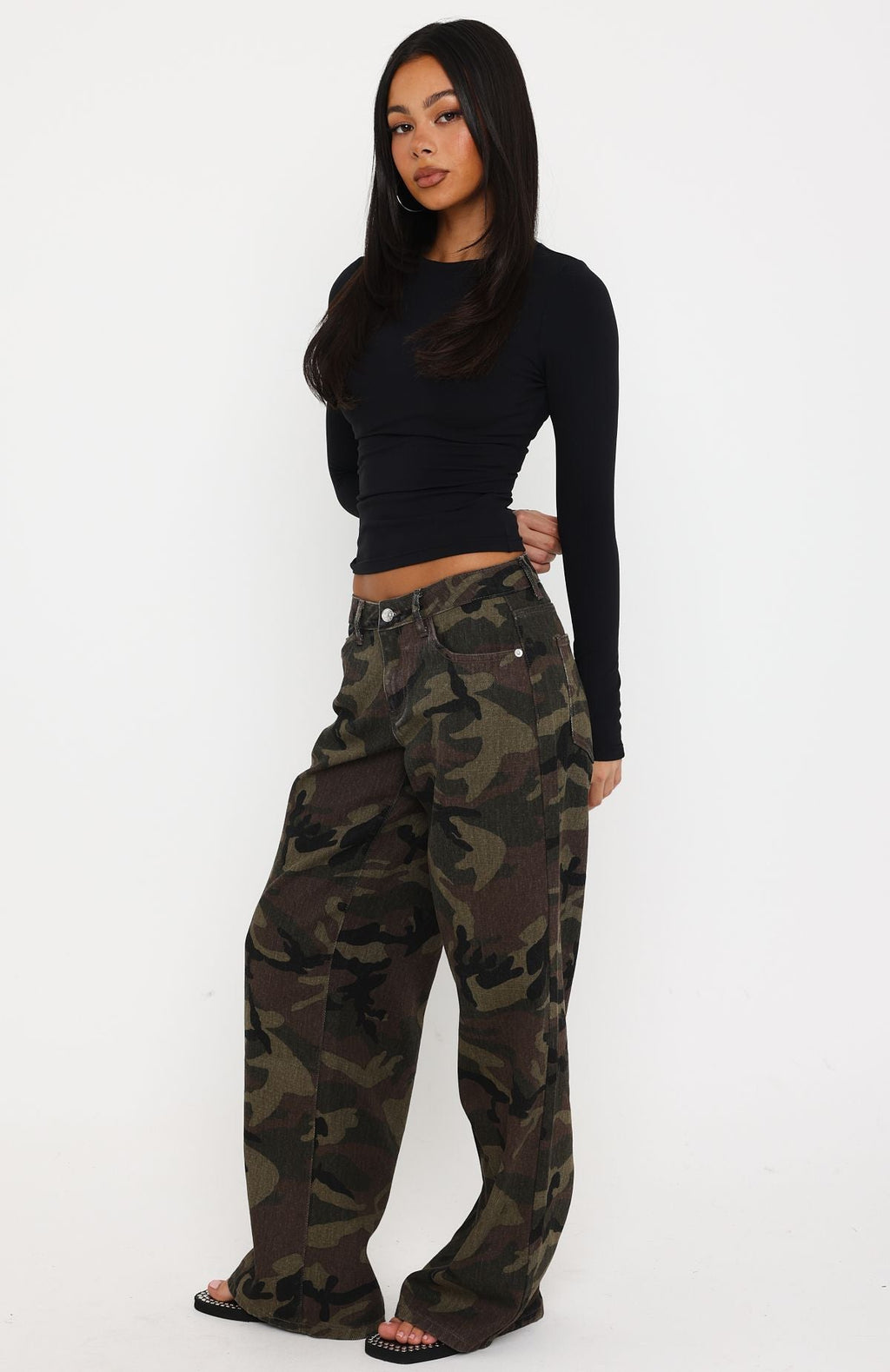 Trending Maeve Low Rise Wide Leg Jeans Camo