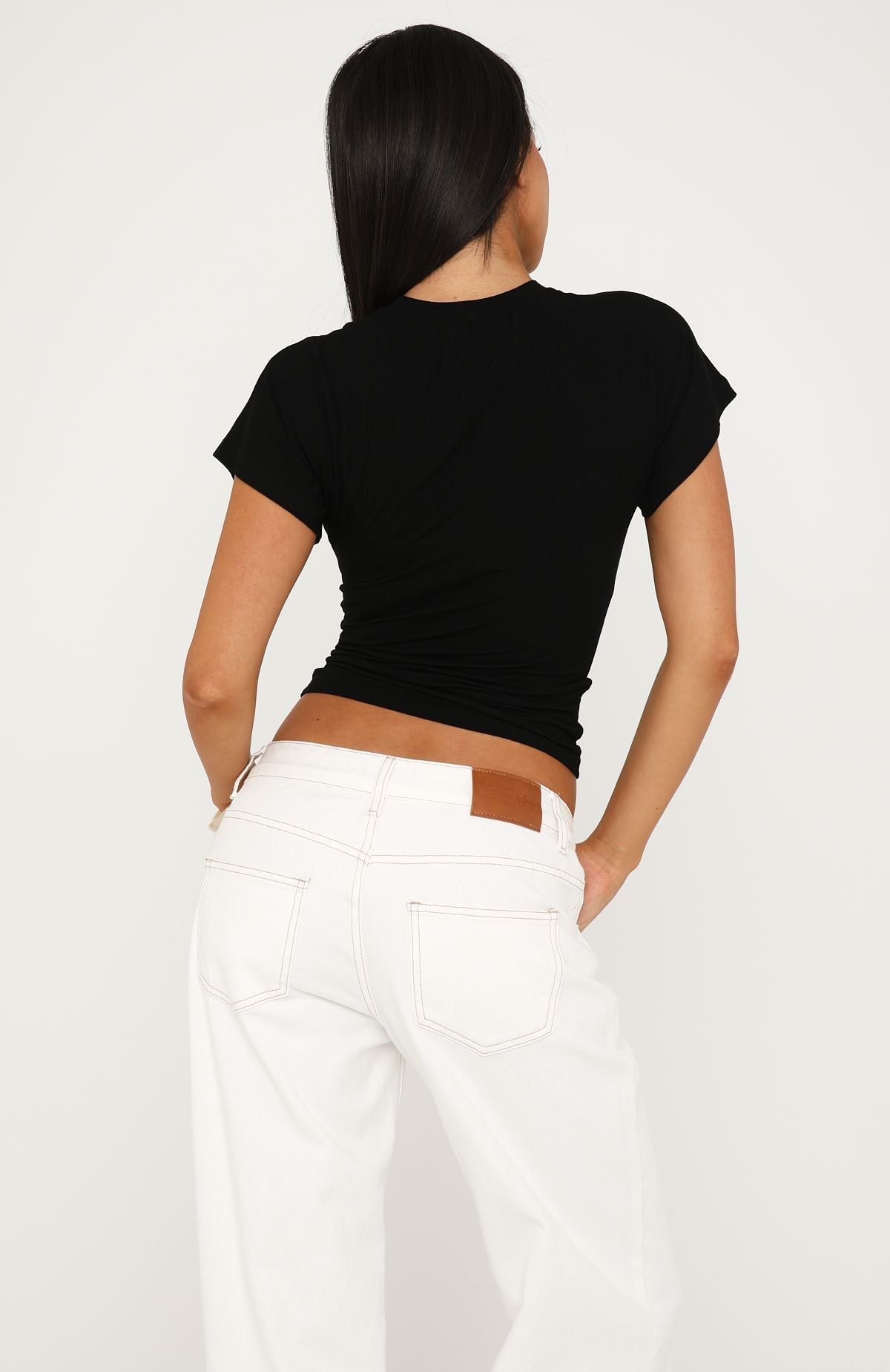 Trending Never The Right Time Cinched Waist Short Sleeve Top Black