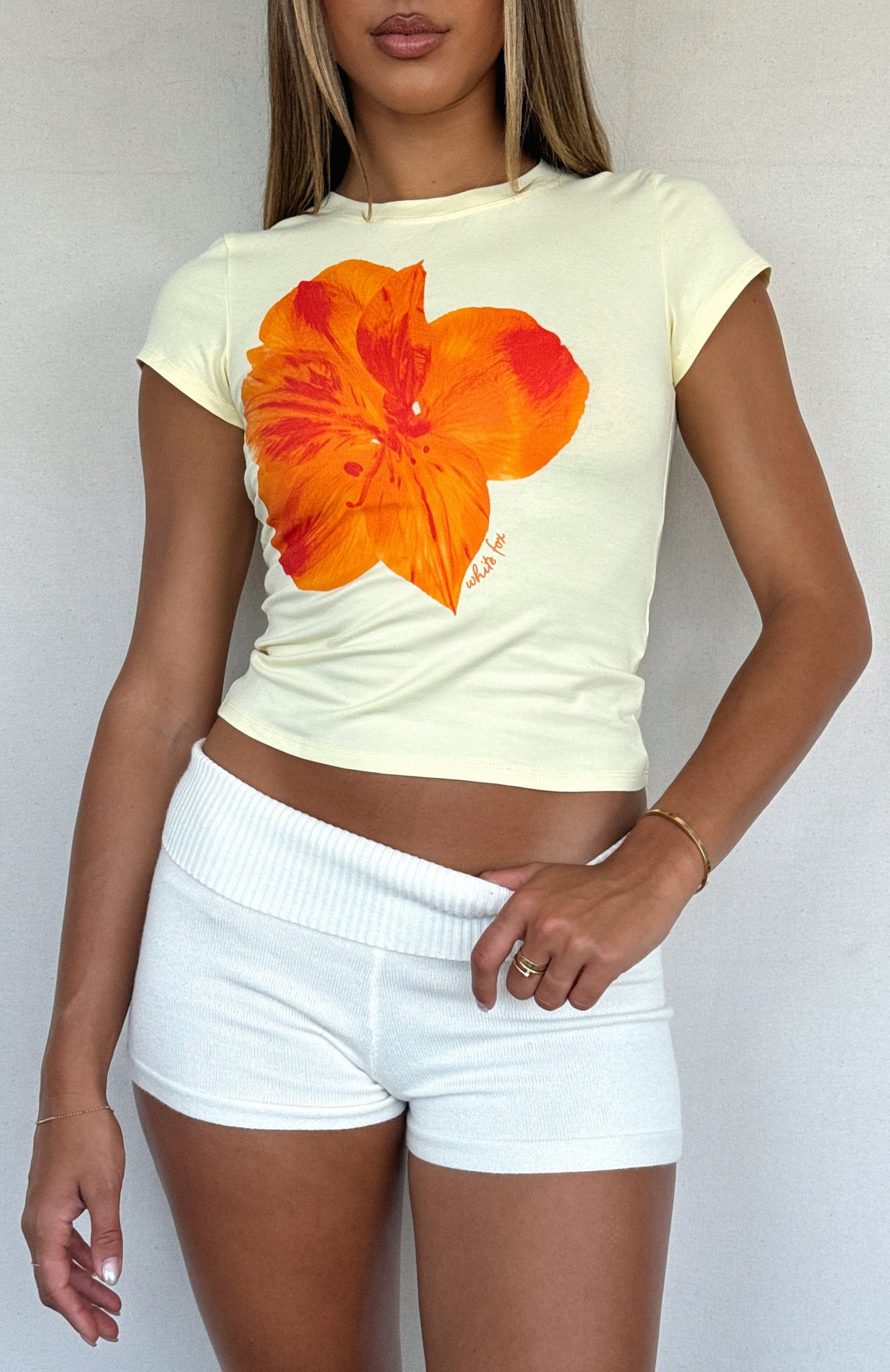 Trending Skip Town Knit Booty Shorts Cream