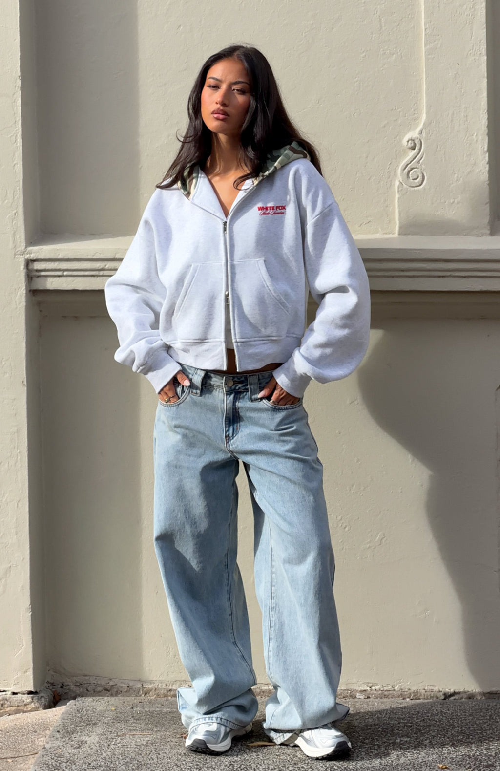 Trending Studio 17 Winona Boxy Zip Front Hoodie Grey Marle