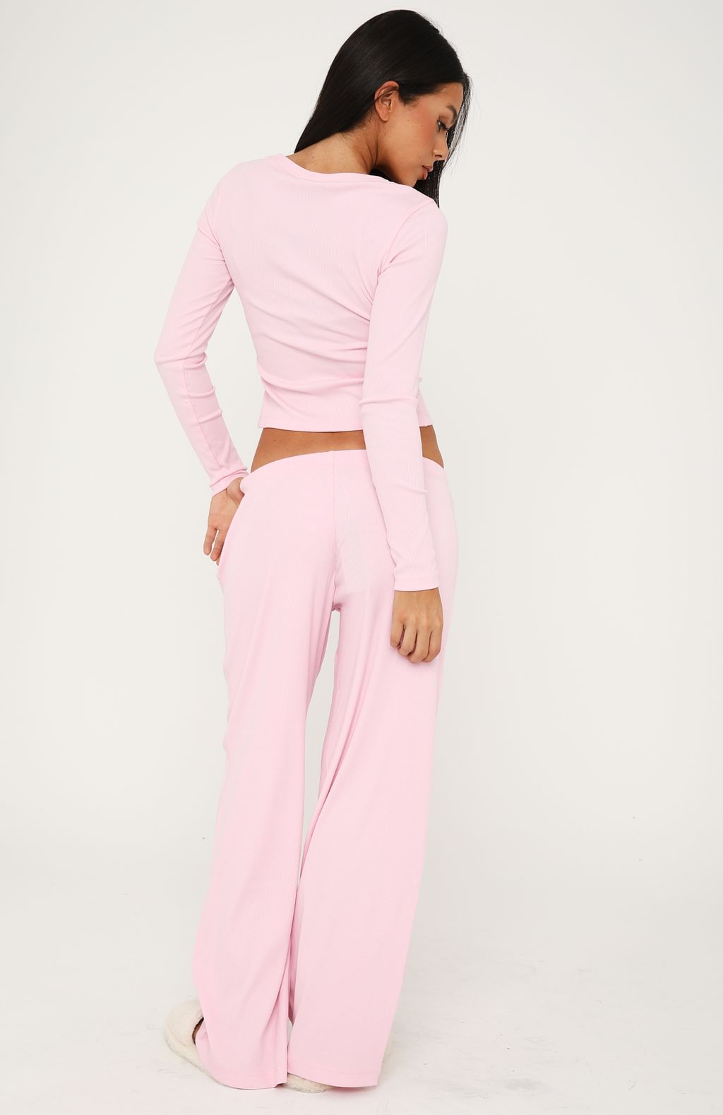 Trending Secret Confessions Ribbed Pyjama Pants Pink