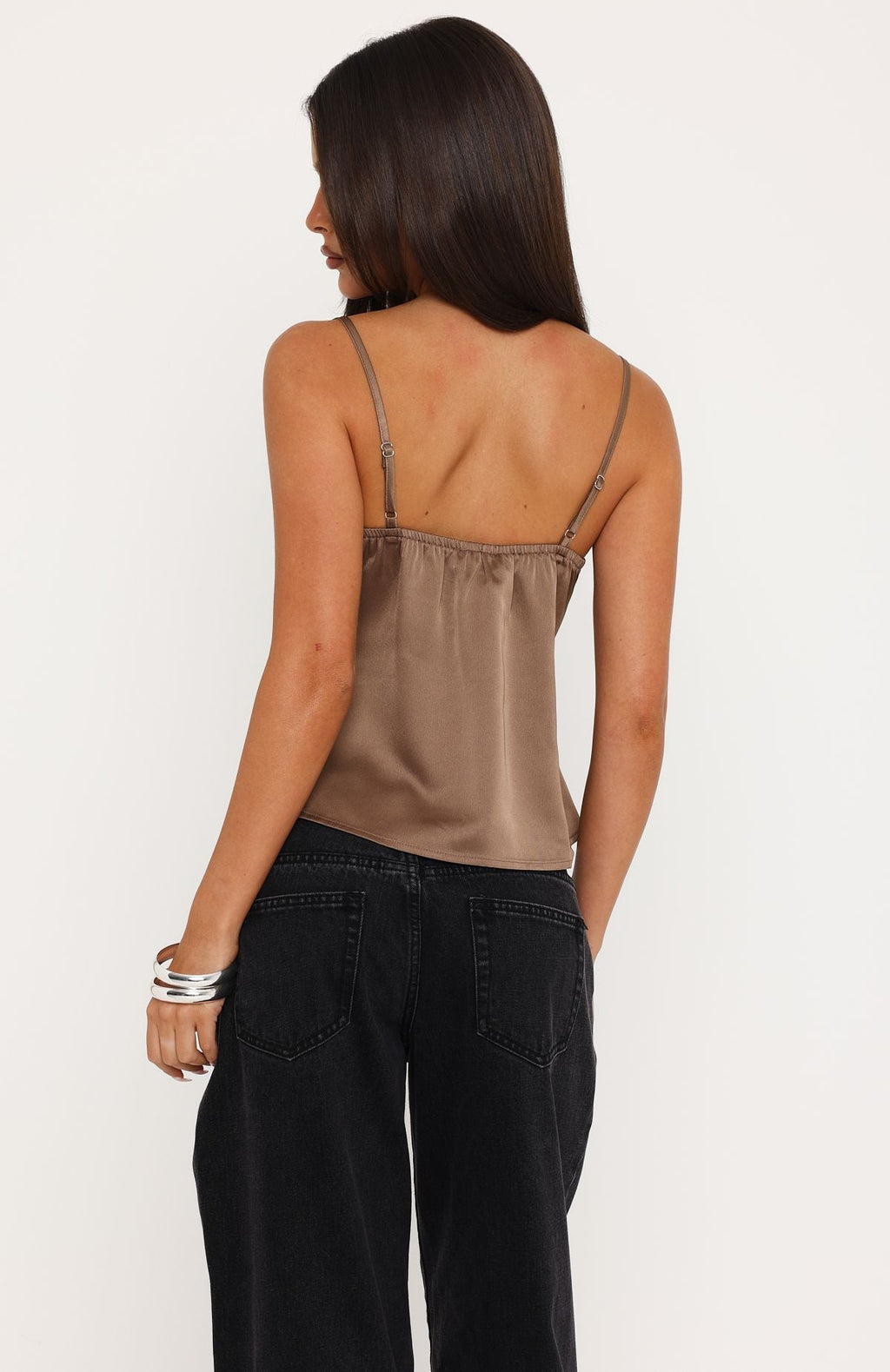 Trending Cutesy Girl Satin Cami Top Mauve