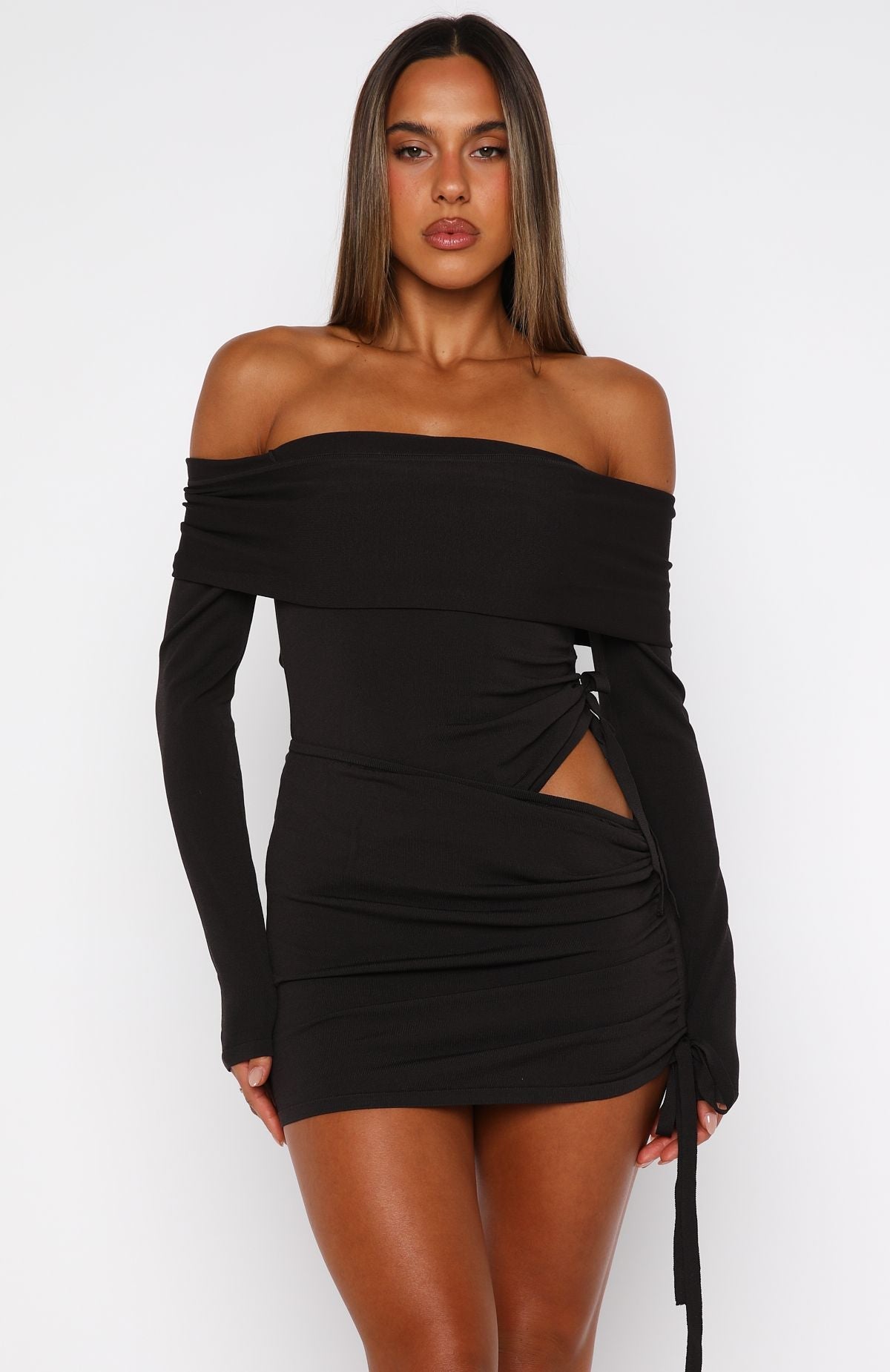 Trending Sweet Sting Long Sleeve Mini Dress Chocolate