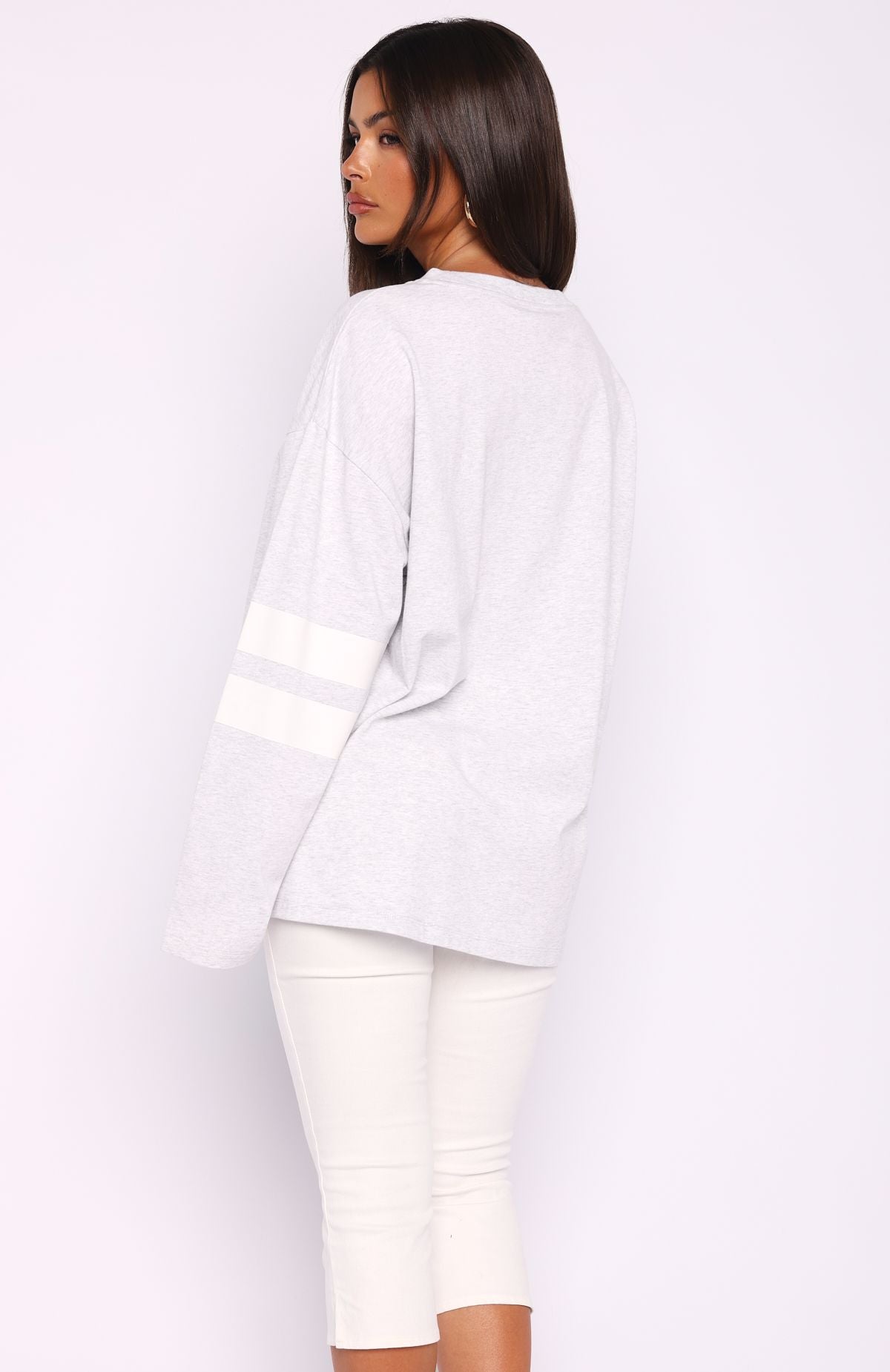Trending Playing Ball Oversized Long Sleeve Tee Grey Marle