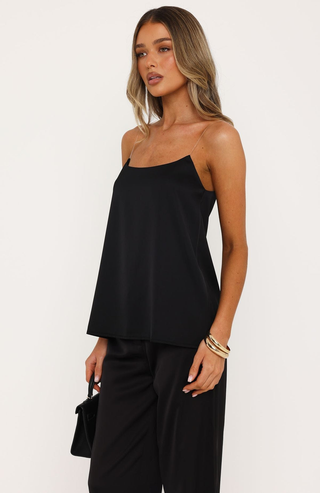 Trending True Intentions Invisible Strap Top Black