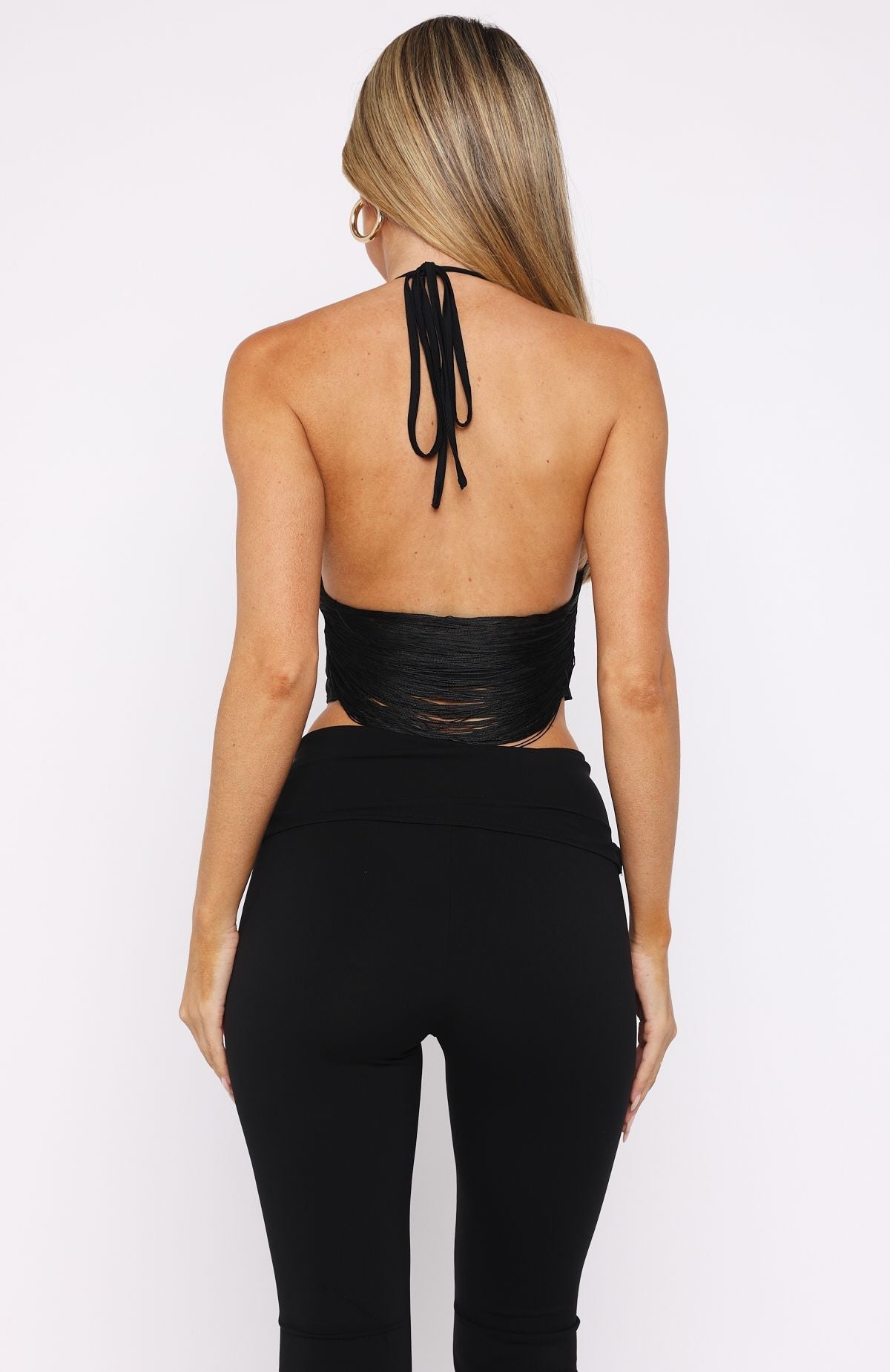 Trending Roller Queen Fringe Halter Top Black