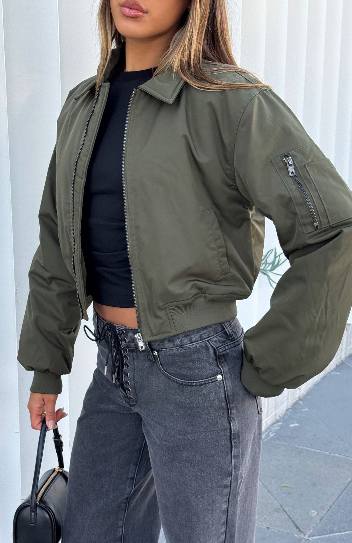 Trending Something Forgotten Bomber Jacket Khaki