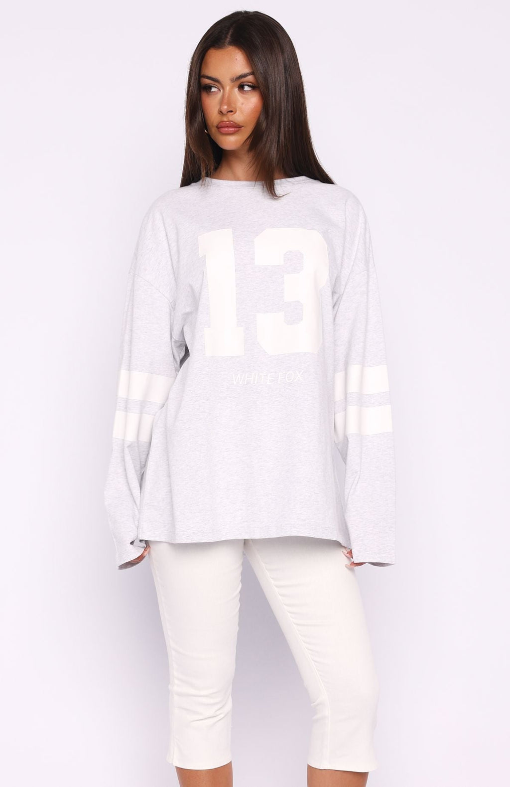 Trending Playing Ball Oversized Long Sleeve Tee Grey Marle