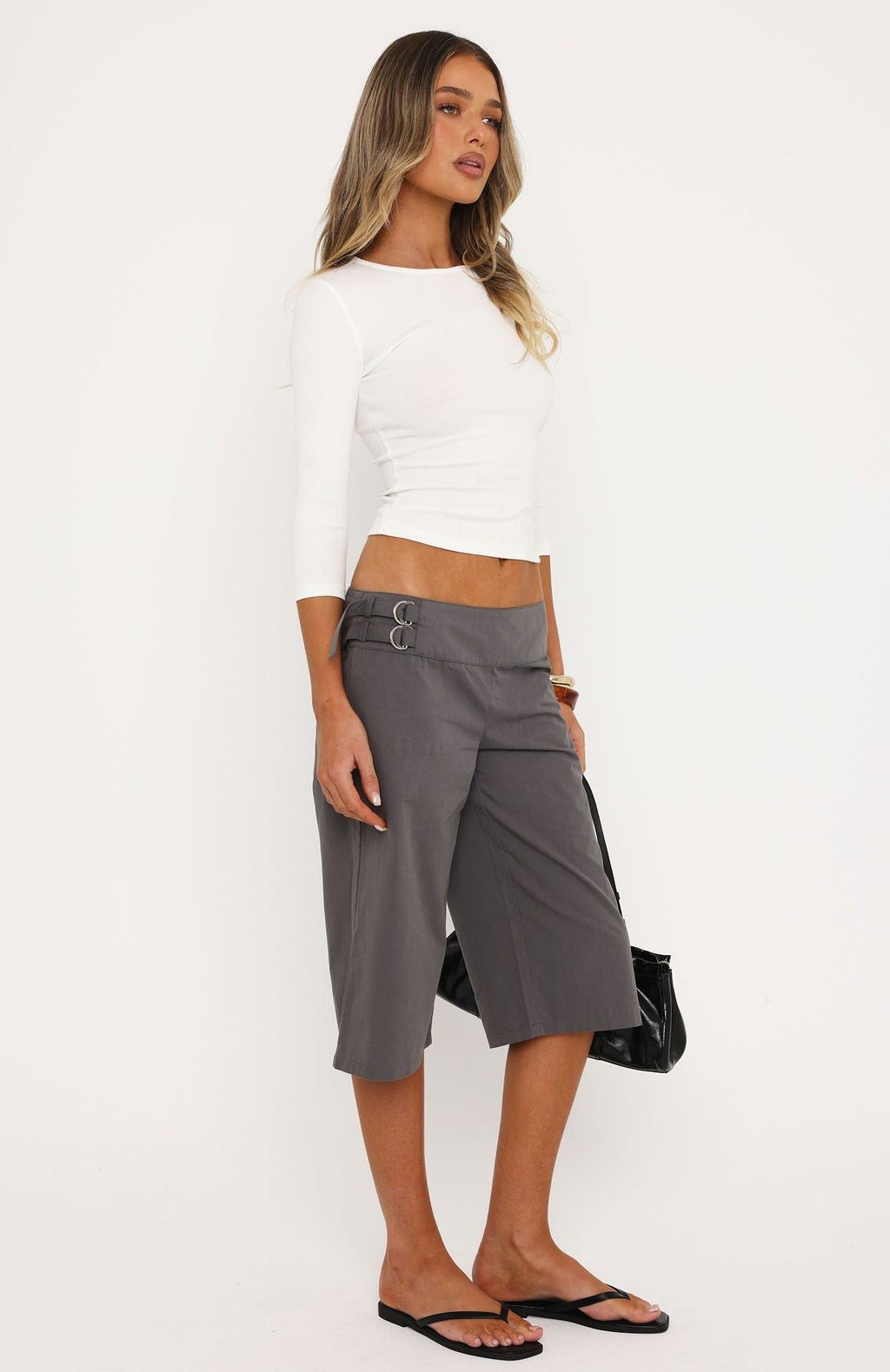 Trending Get Ready With Me Capri Pants Grey