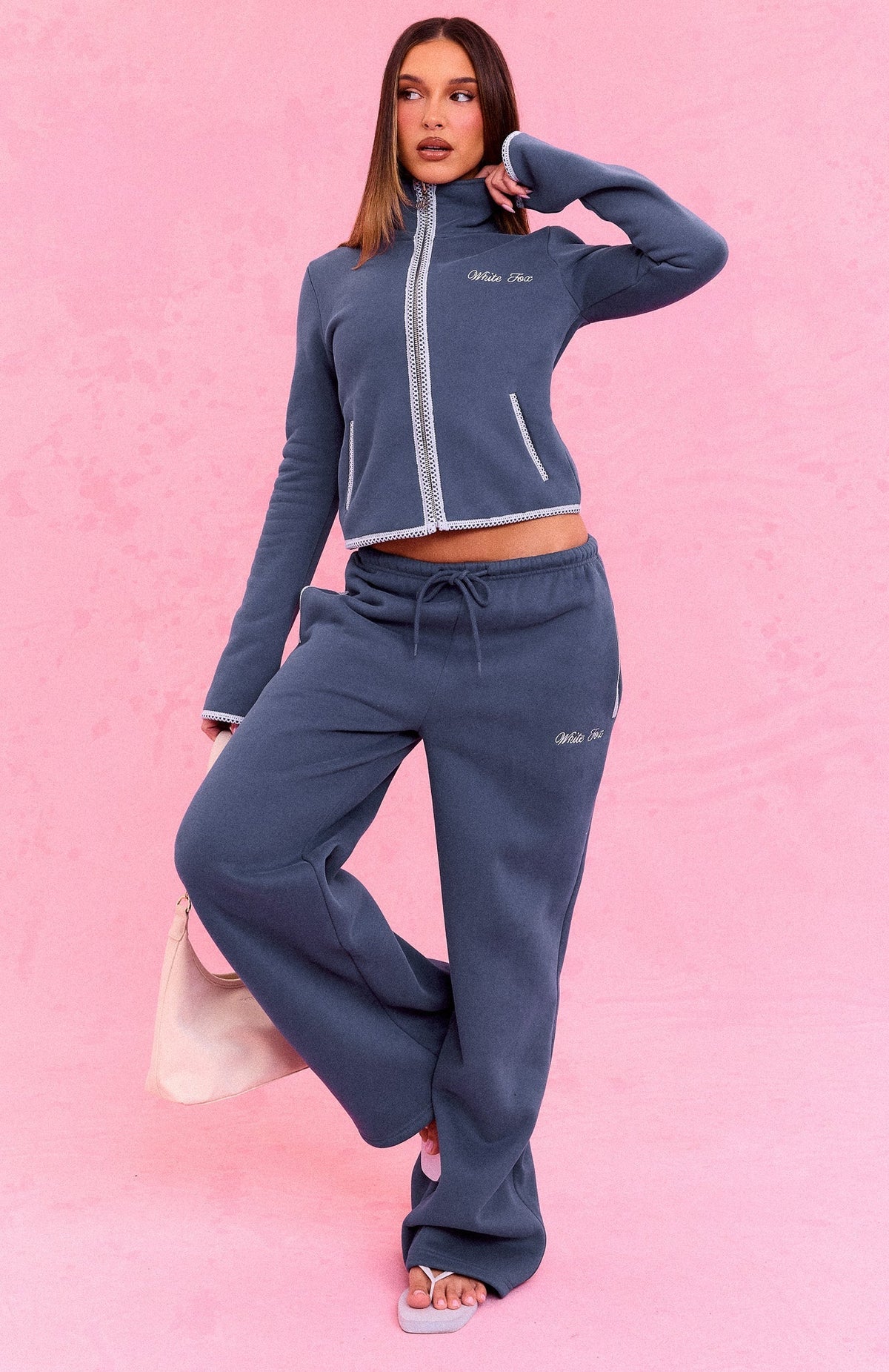 Trending The Social Club Helena Zip Front Funnel Neck Jacket Navy