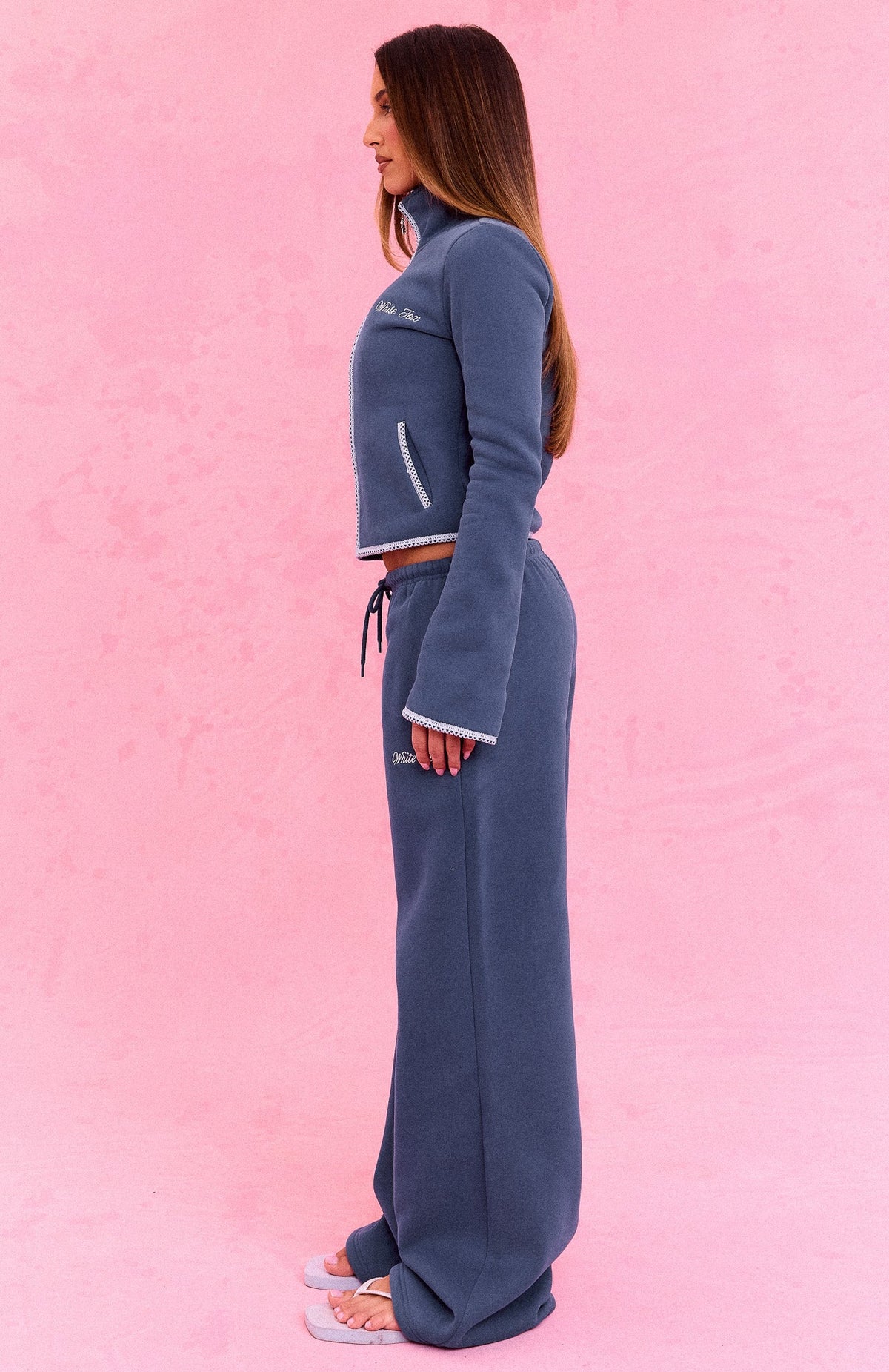 Trending The Social Club Helena Wide Leg Sweatpants Navy