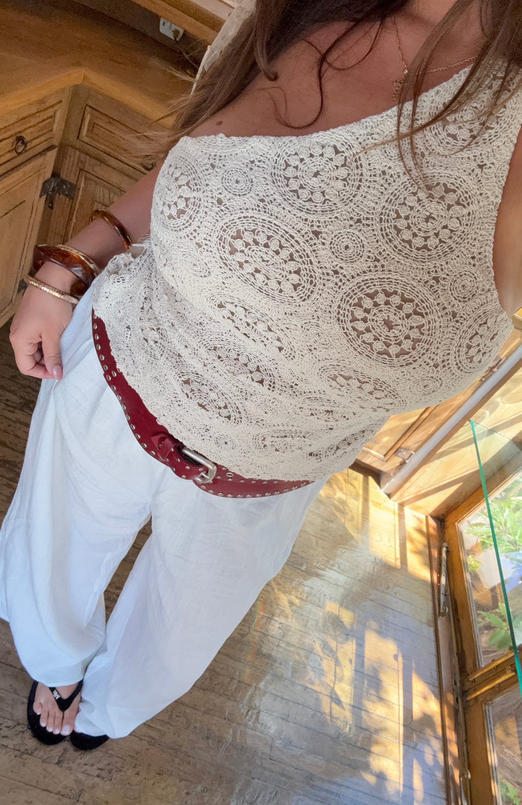 Trending Tranquility Crochet Top Off White