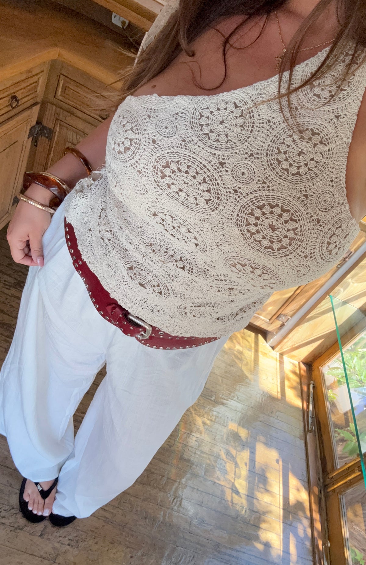 Trending Tranquility Crochet Top Off White