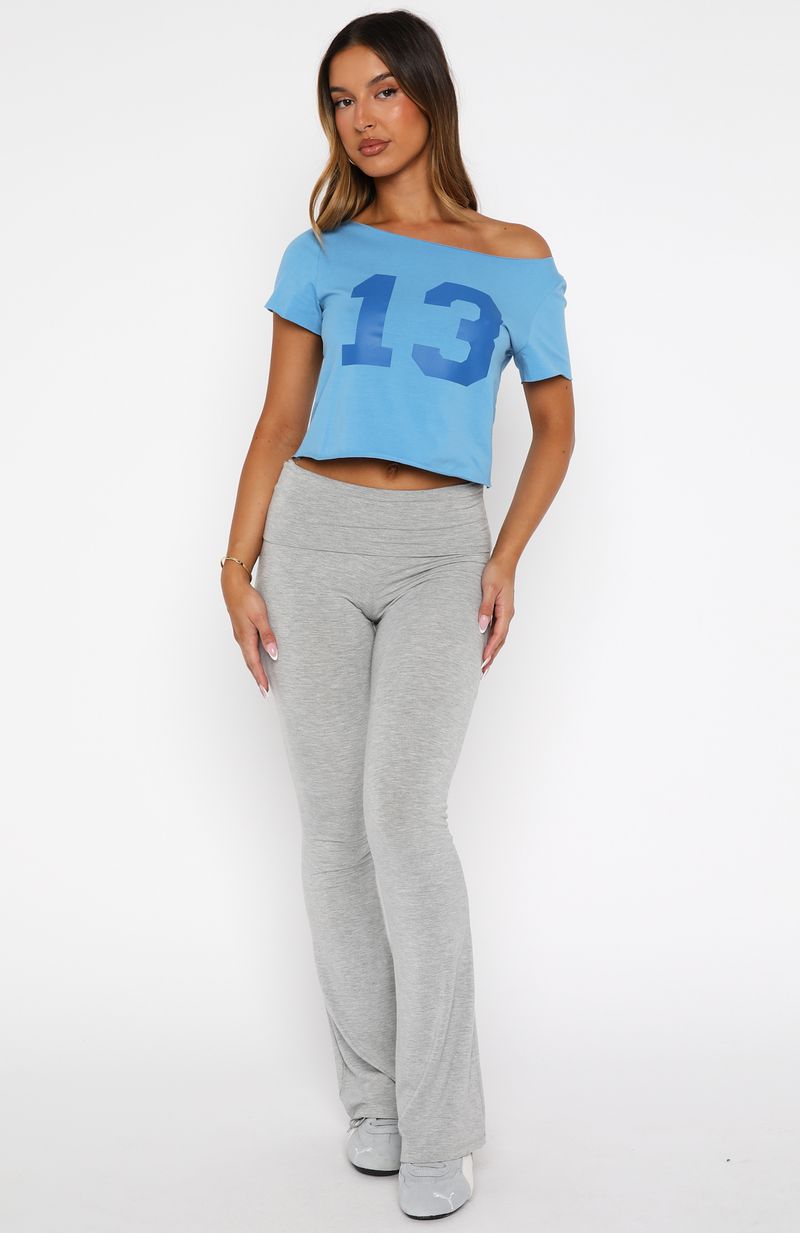 Trending Whenever Youre Ready Off Shoulder Relaxed Tee Blue