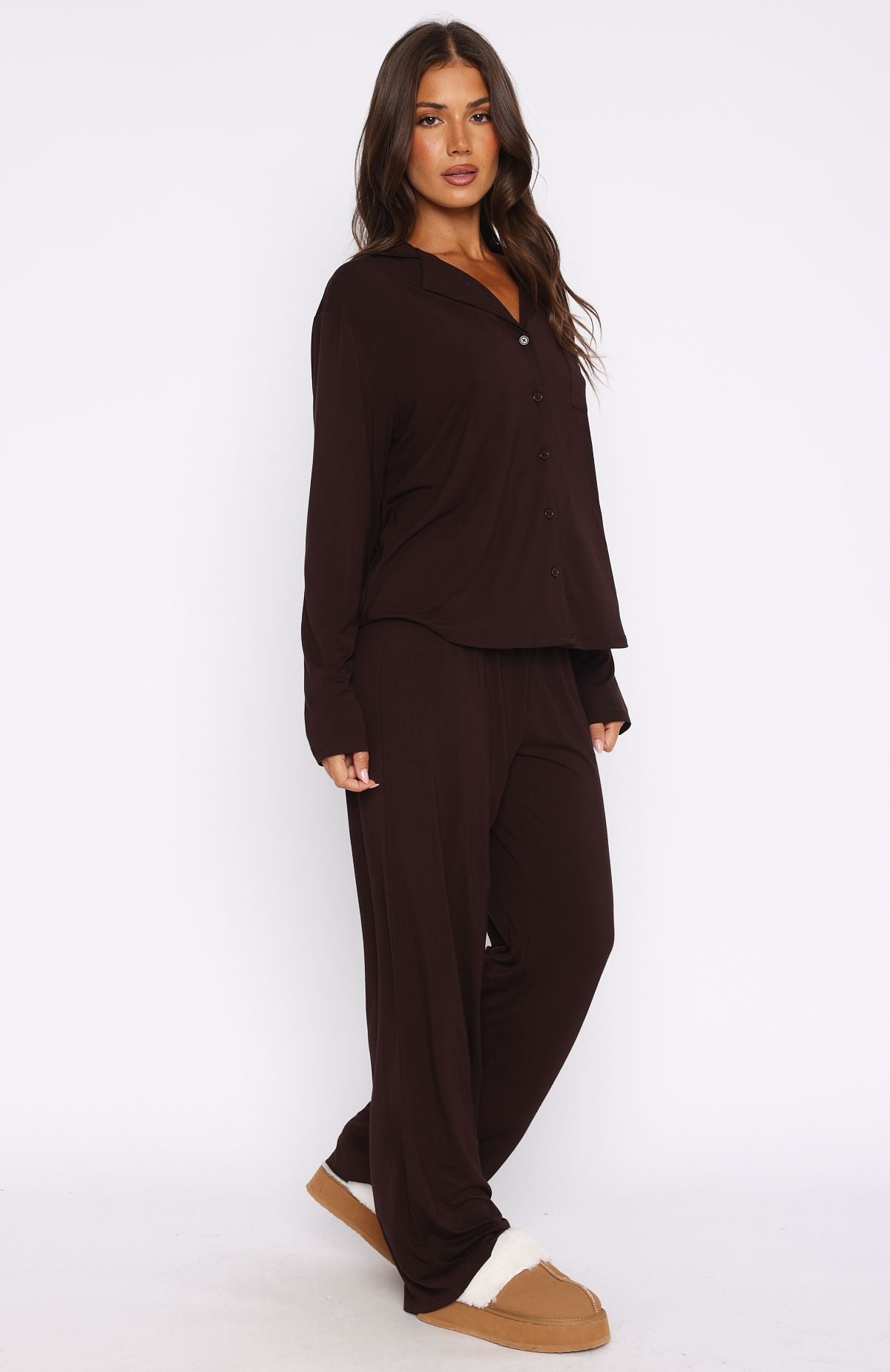 Trending Pillow Talk Long Sleeve Pyjama Set Chocolate