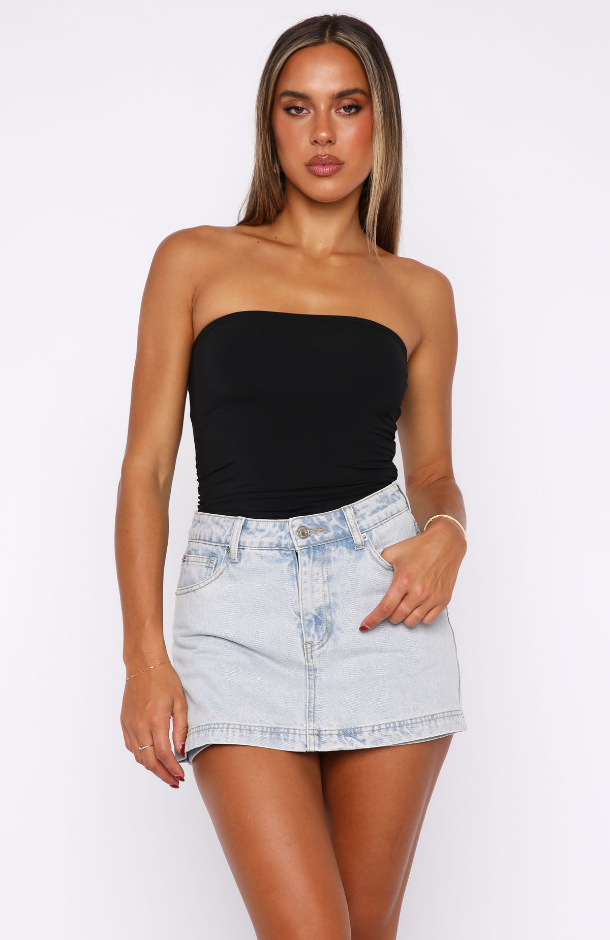 Trending All Your Problems Denim Skort Glacier Blue Wash