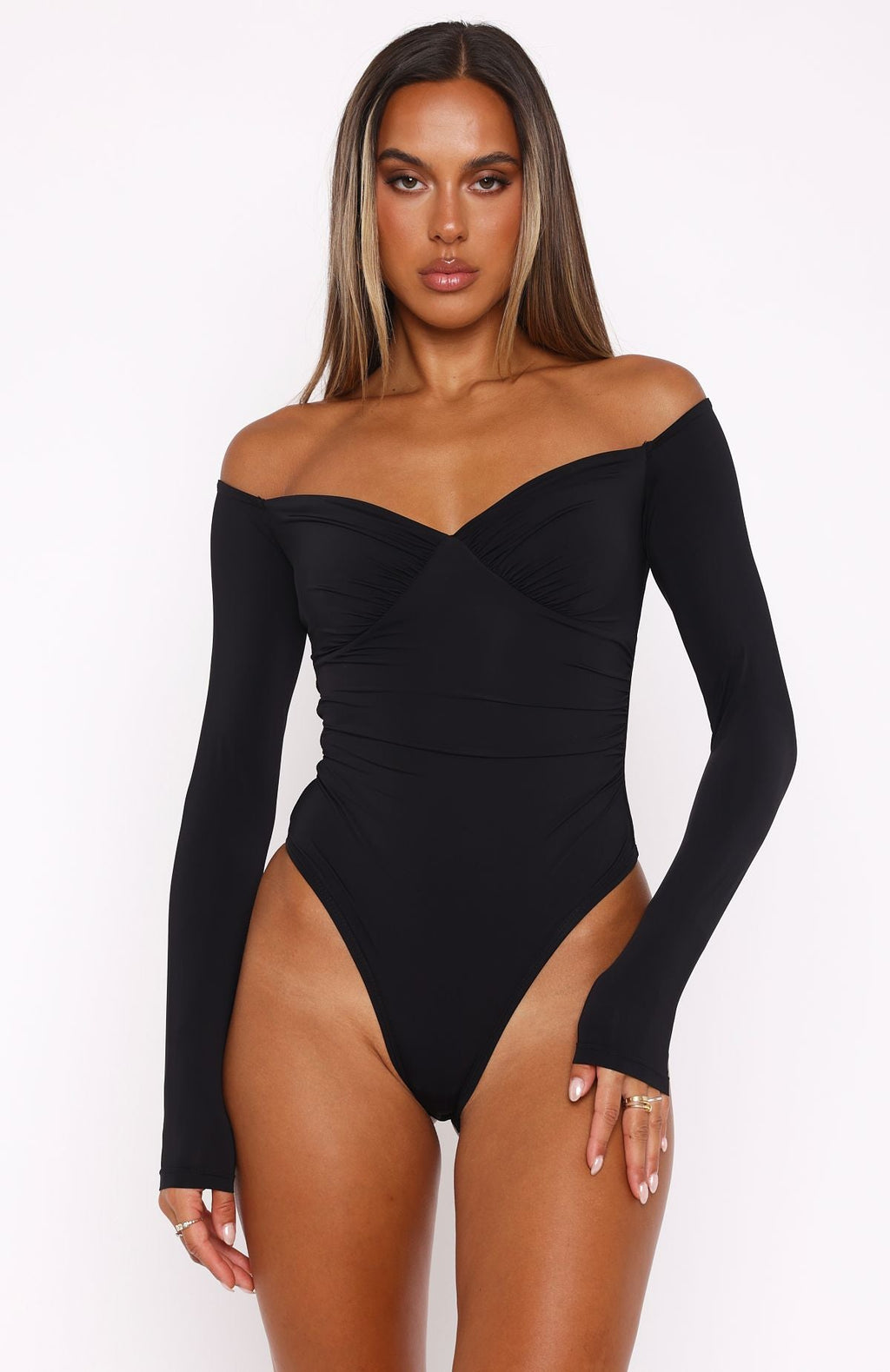 Trending Your Muse Long Sleeve Bodysuit Black