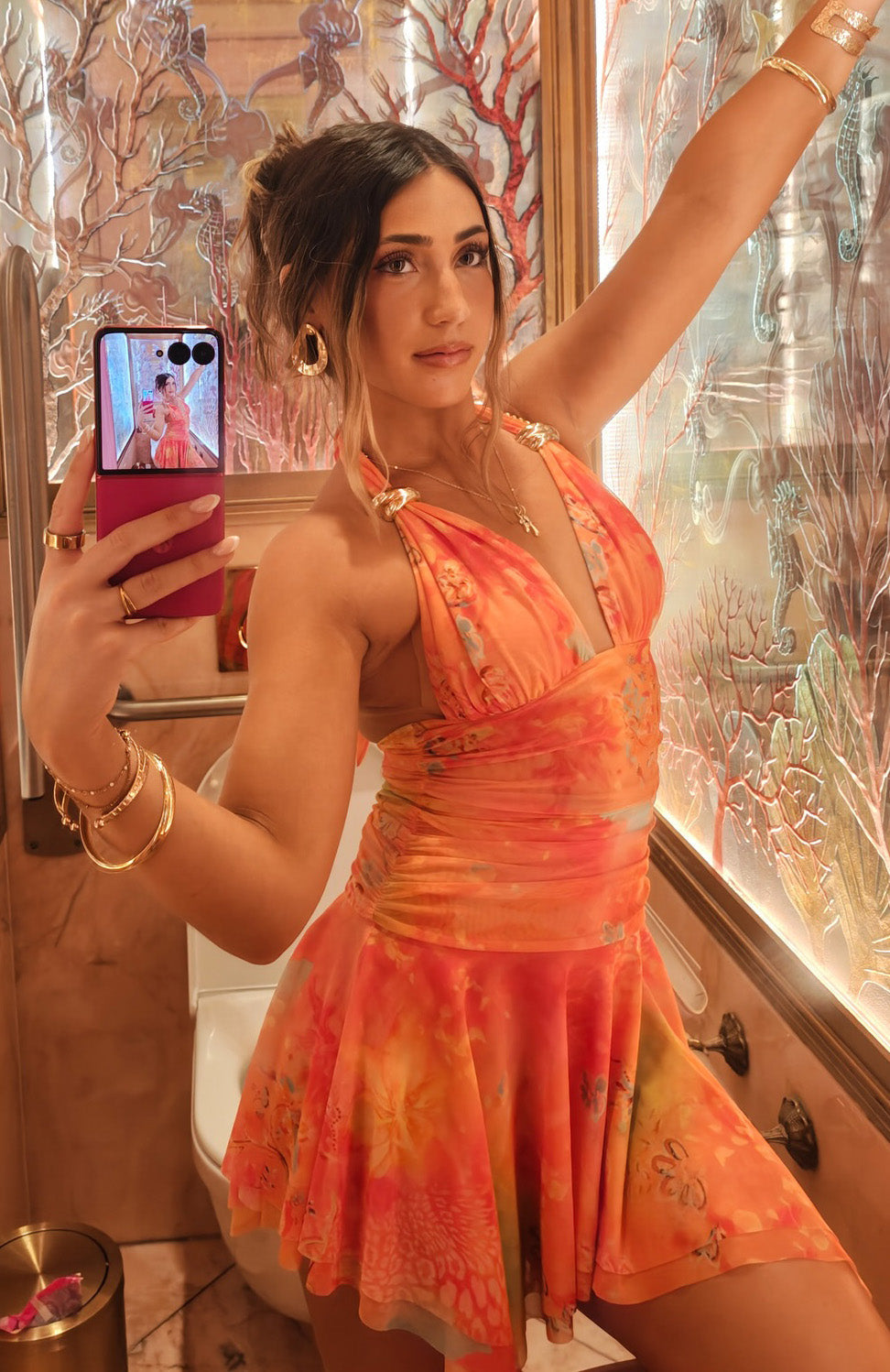 Trending Upgrade Me Mini Dress Peachy Heat