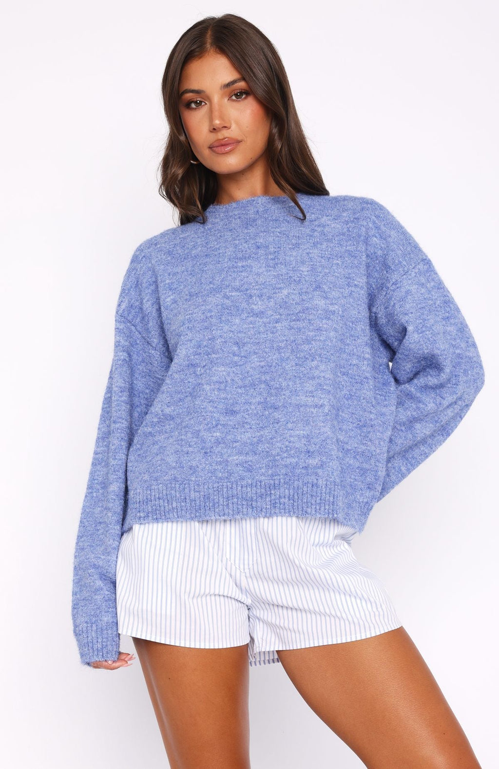 Trending Warm Whispers Knit Sweater Cornflower Blue